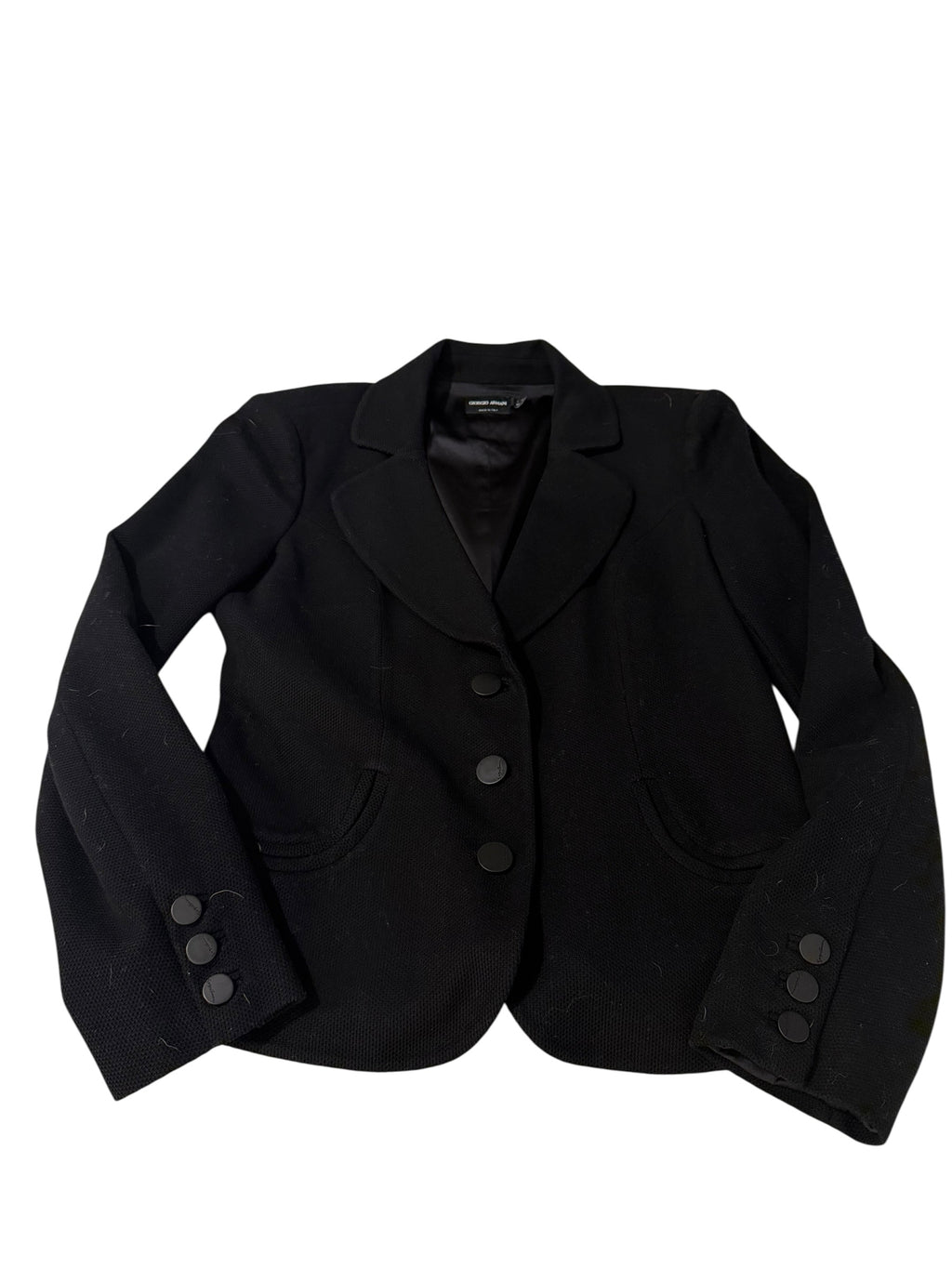 Giorgio Armani Black Textured Blazer Made Italy Sz 12
