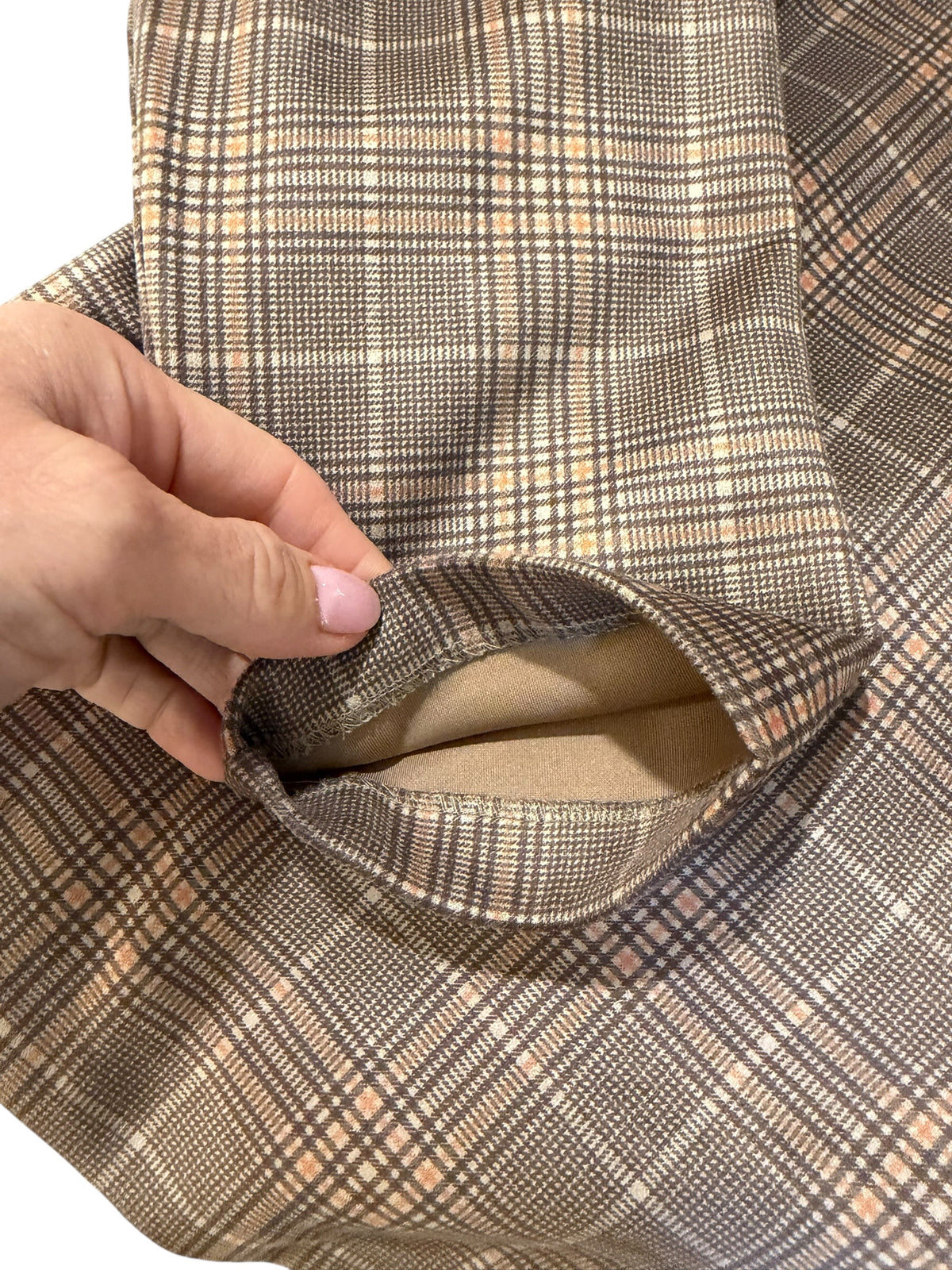 NYCC XL Brown Plaid Double Breasted Faux Leather Collar Blazer