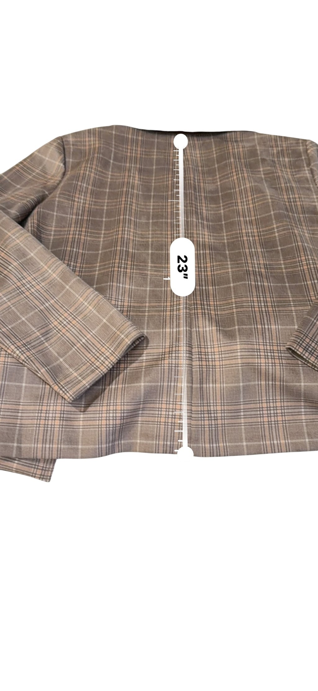 NYCC XL Brown Plaid Double Breasted Faux Leather Collar Blazer