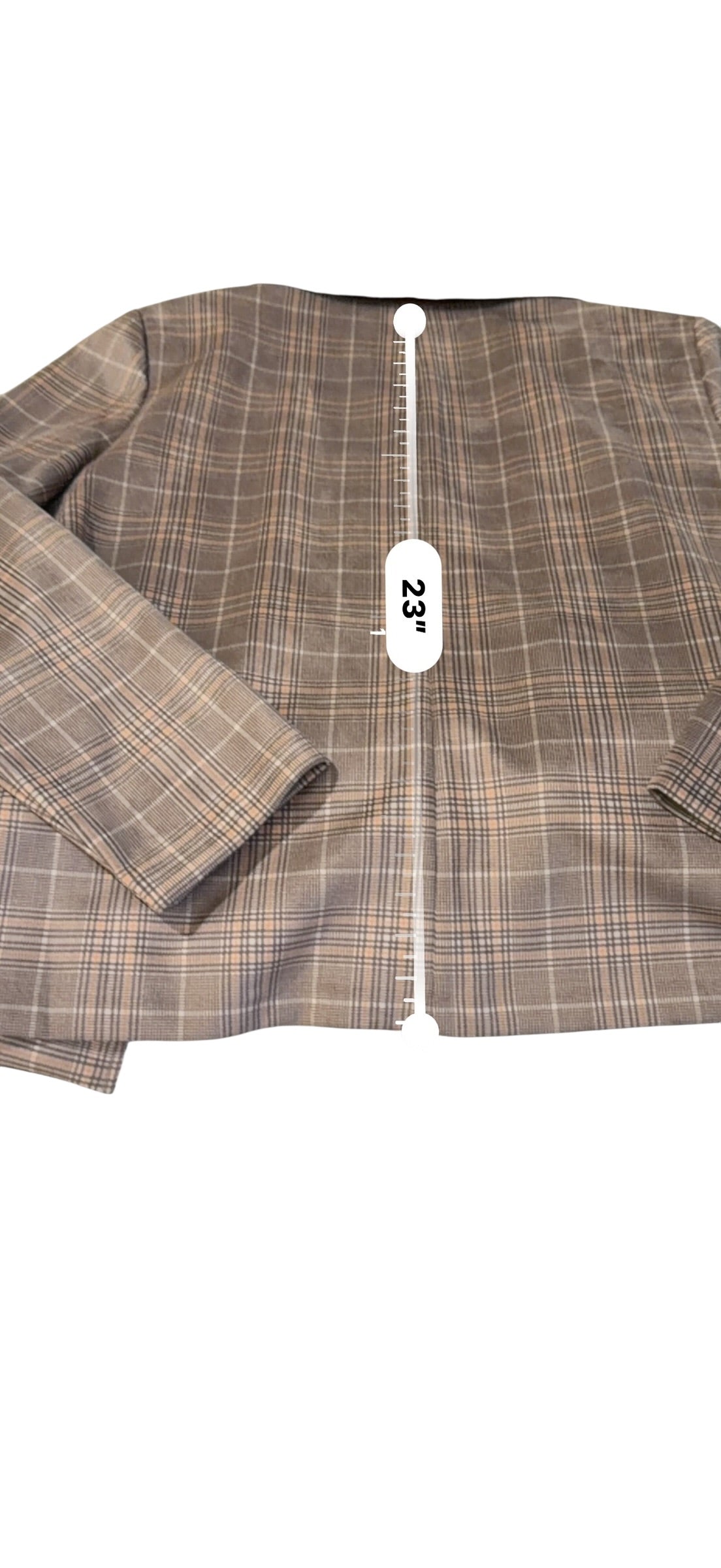 NYCC XL Brown Plaid Double Breasted Faux Leather Collar Blazer