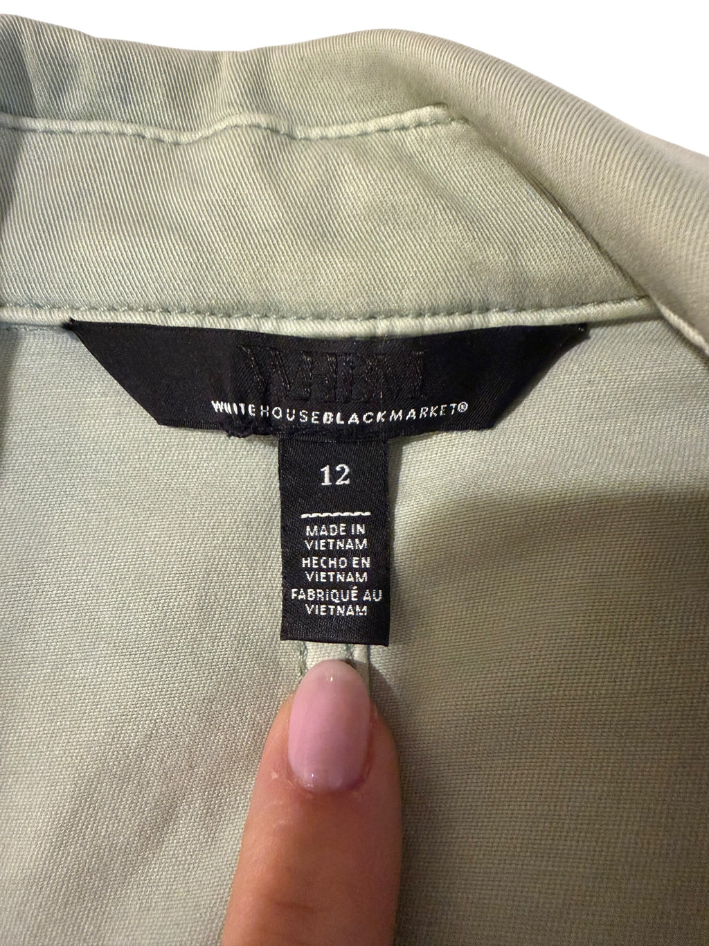 WHBM Size 12 Sage Green Military Peplum Jacket Blazer