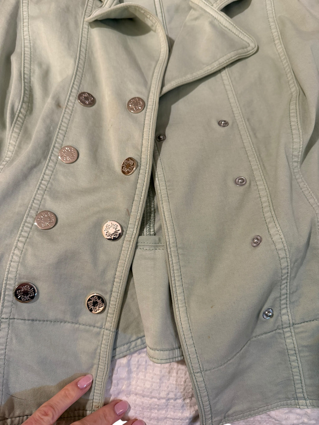 WHBM Size 12 Sage Green Military Peplum Jacket Blazer
