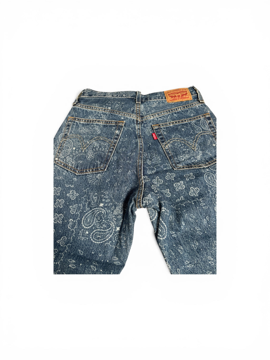 Levi’s 501 Paisley Print Jeans Woman Button Fly Straight Leg Bandana 5010136