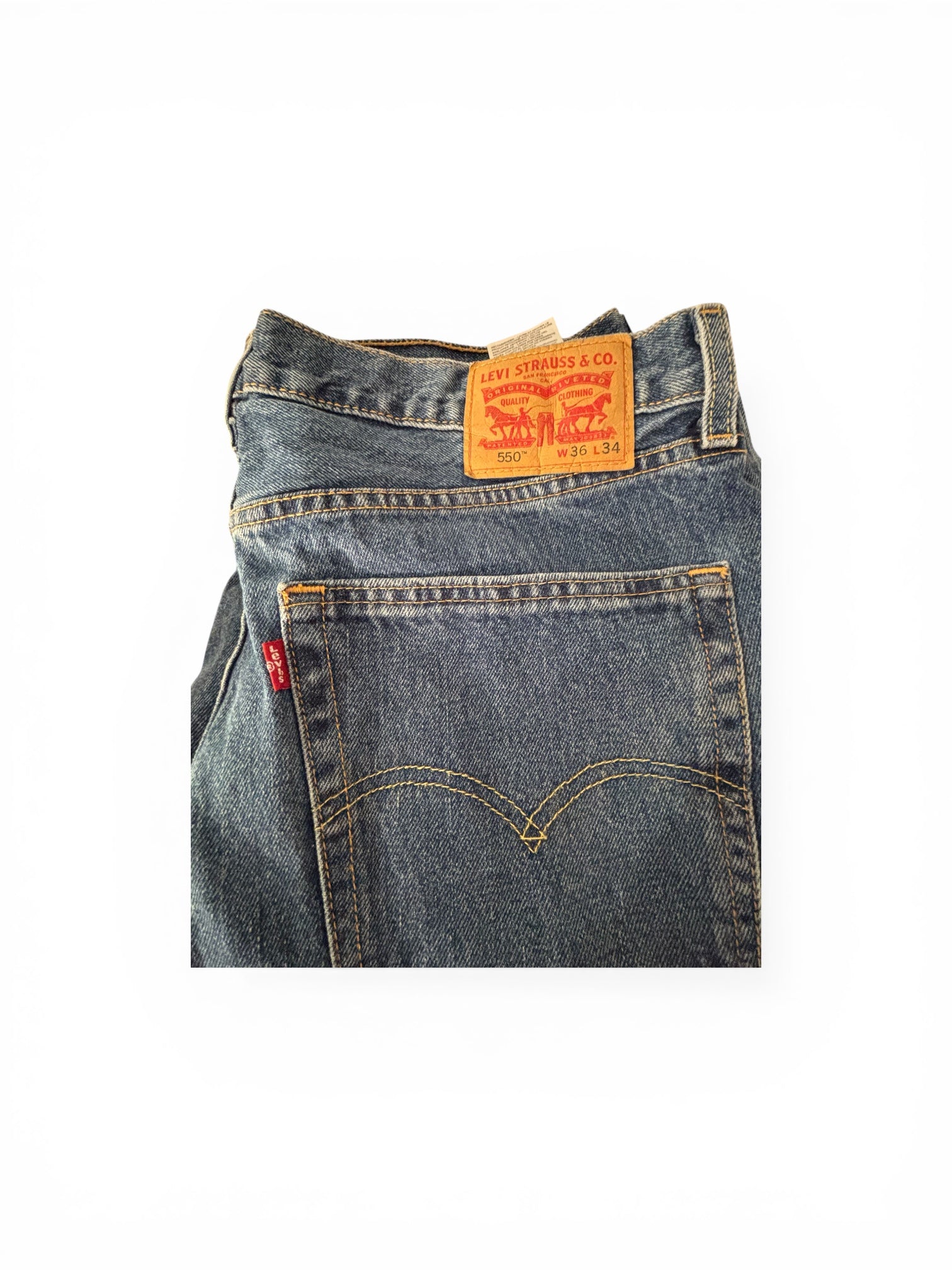 Levi’s 550 Men’s Relaxed Fit Tapered Leg Jeans W36 L34 Blue Denim - 5500101