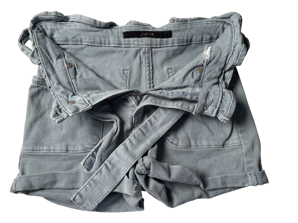 Joe’s Jeans KIDS Paperbag Waist Denim Shorts Tie Belt Blue Gray Rolled Hem KDS02