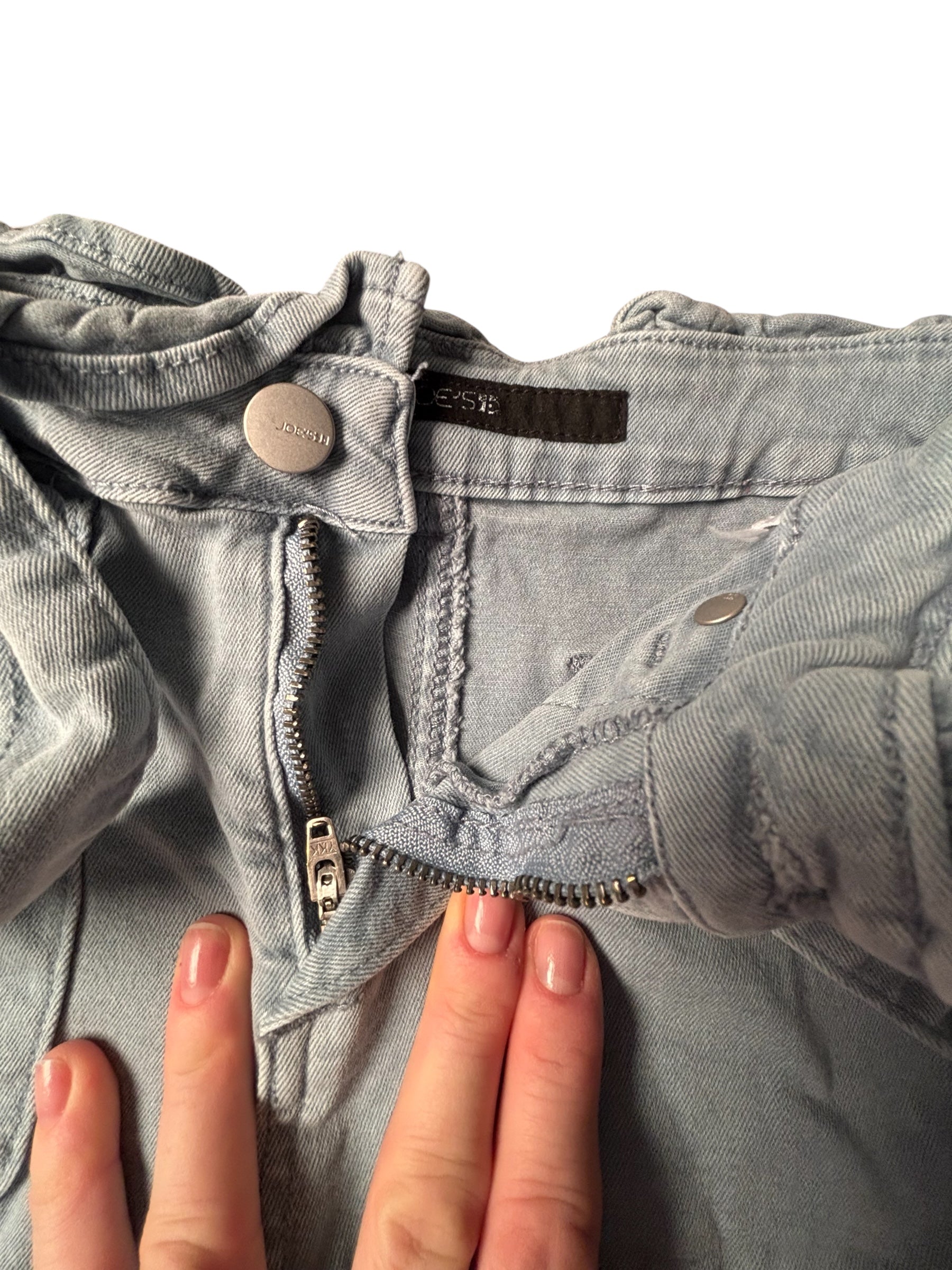 Joe’s Jeans KIDS Paperbag Waist Denim Shorts Tie Belt Blue Gray Rolled Hem KDS02