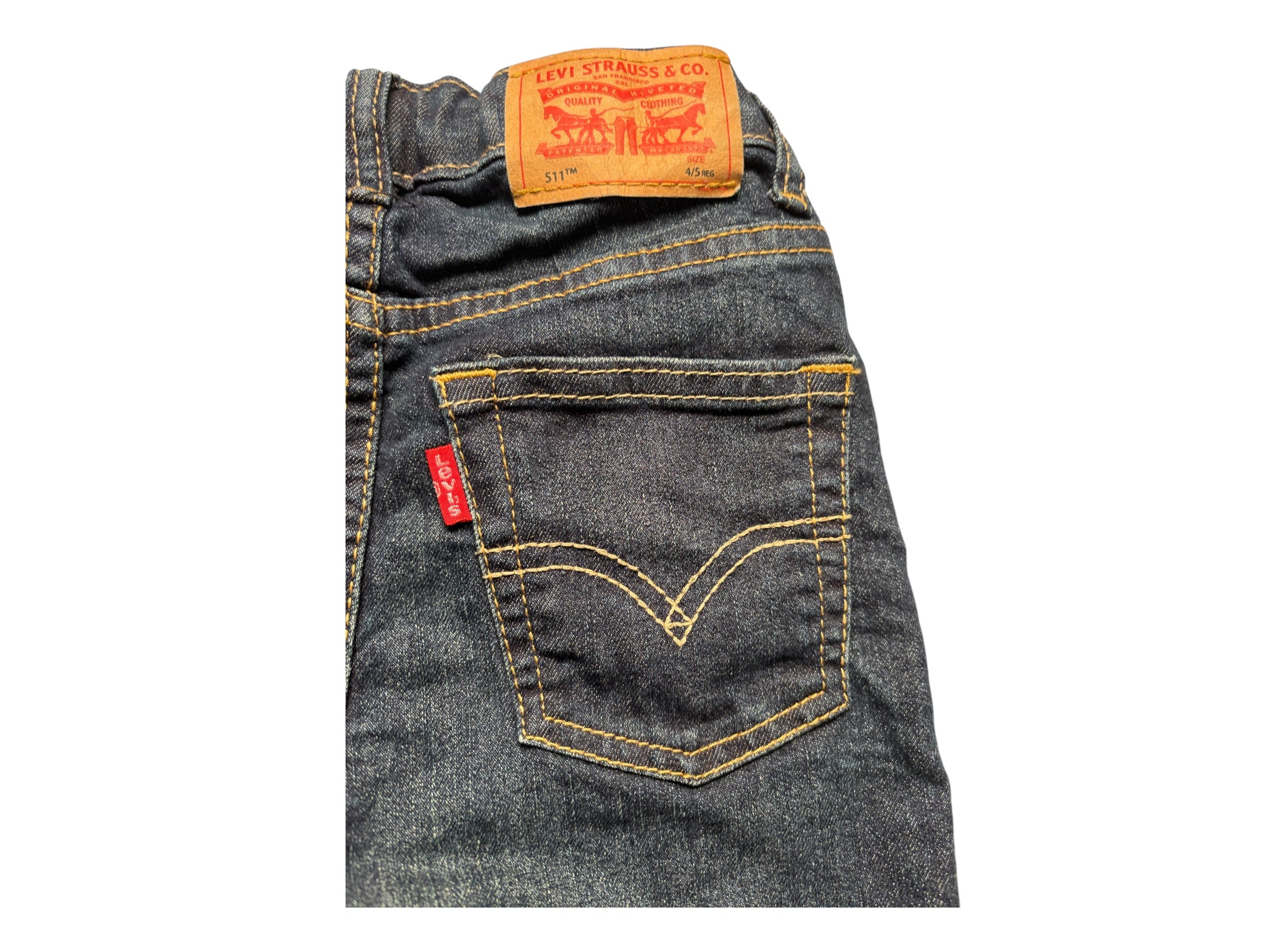 Levi’s Boys Denim Shorts Dark Wash Blue Jean Shorts Classic Kids Casual KDS07