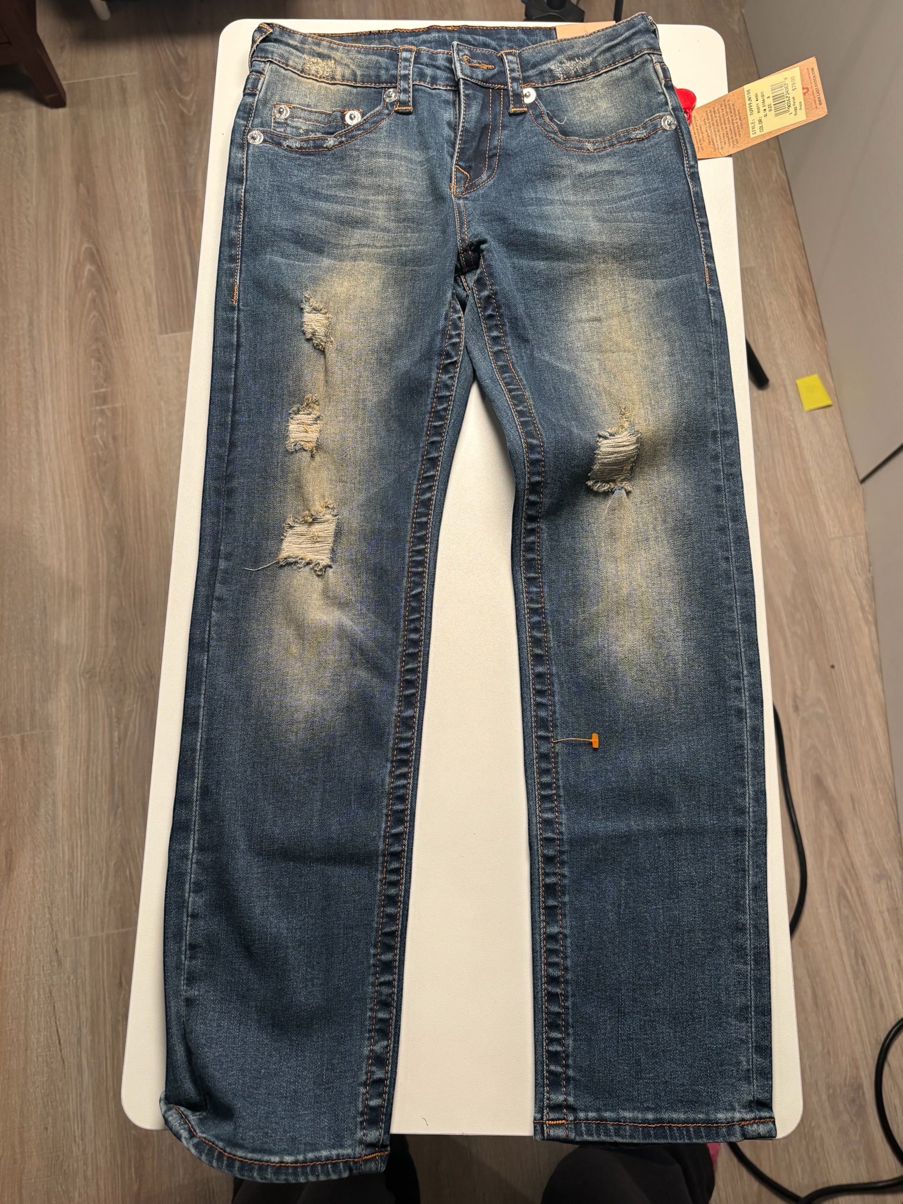 True Religion KIDS Distressed Skinny Jeans Blue Stretch Denim Ripped KDS10