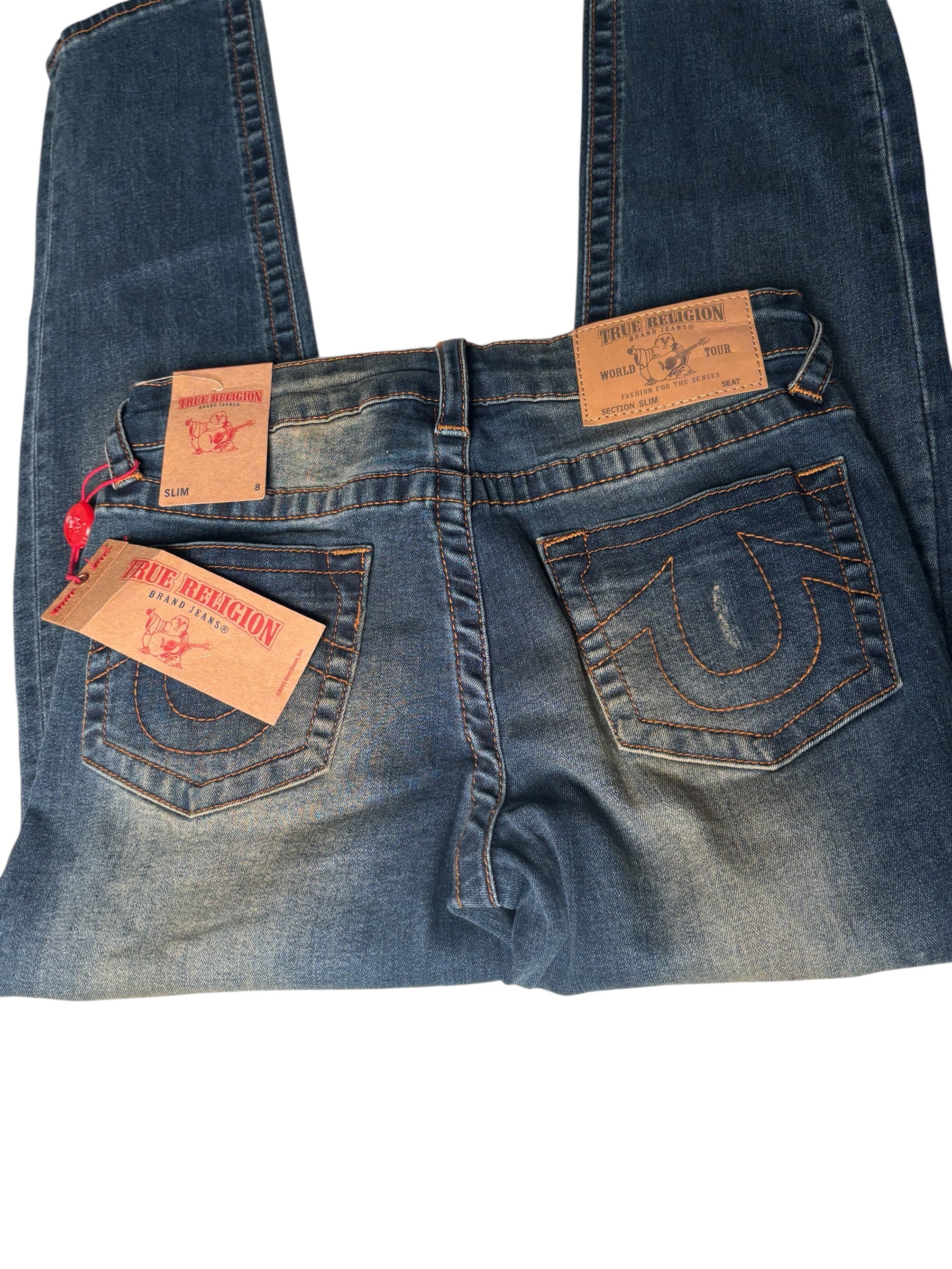 True Religion KIDS Distressed Skinny Jeans Blue Stretch Denim Ripped KDS10