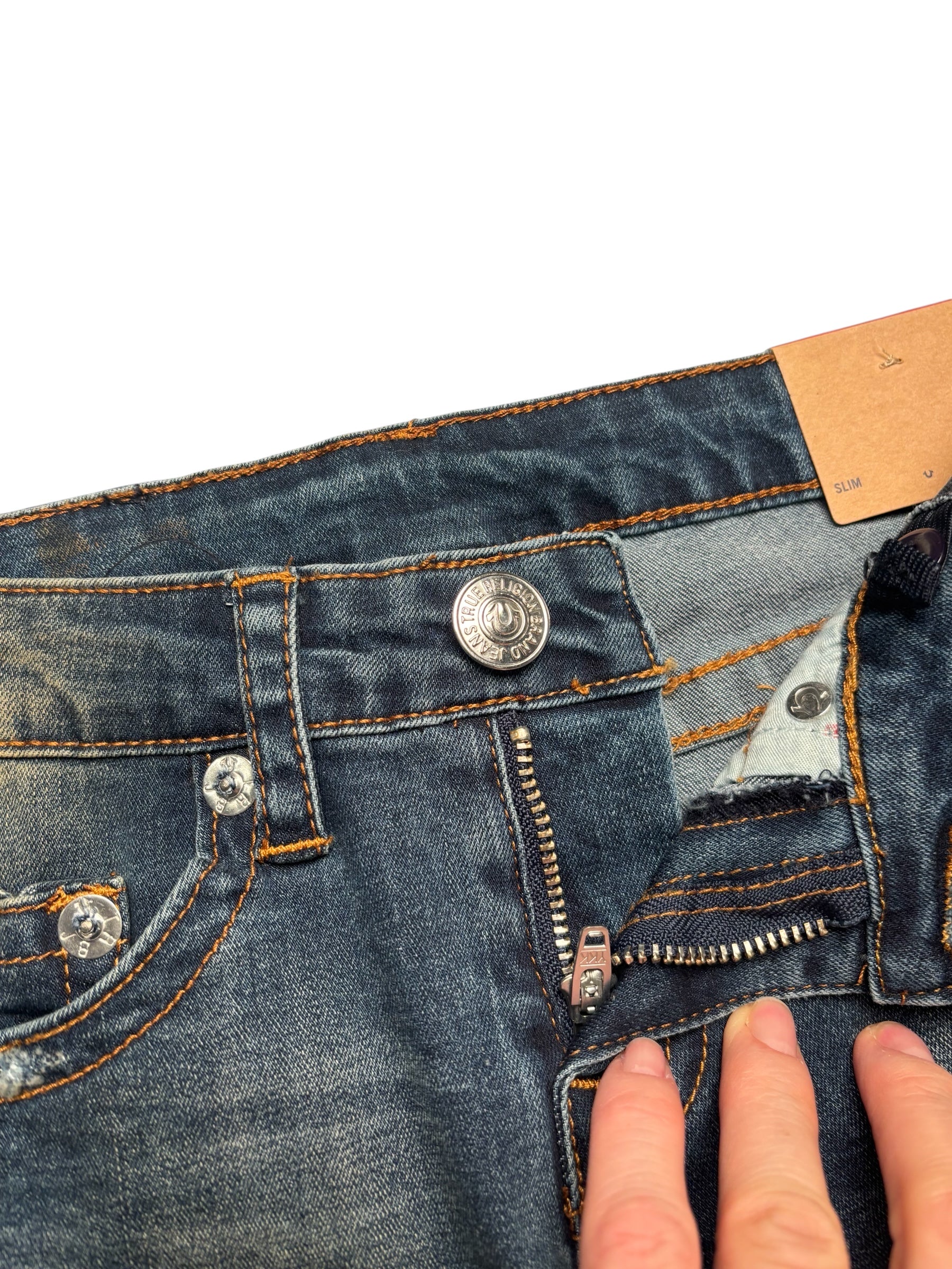 True Religion KIDS Distressed Skinny Jeans Blue Stretch Denim Ripped KDS10