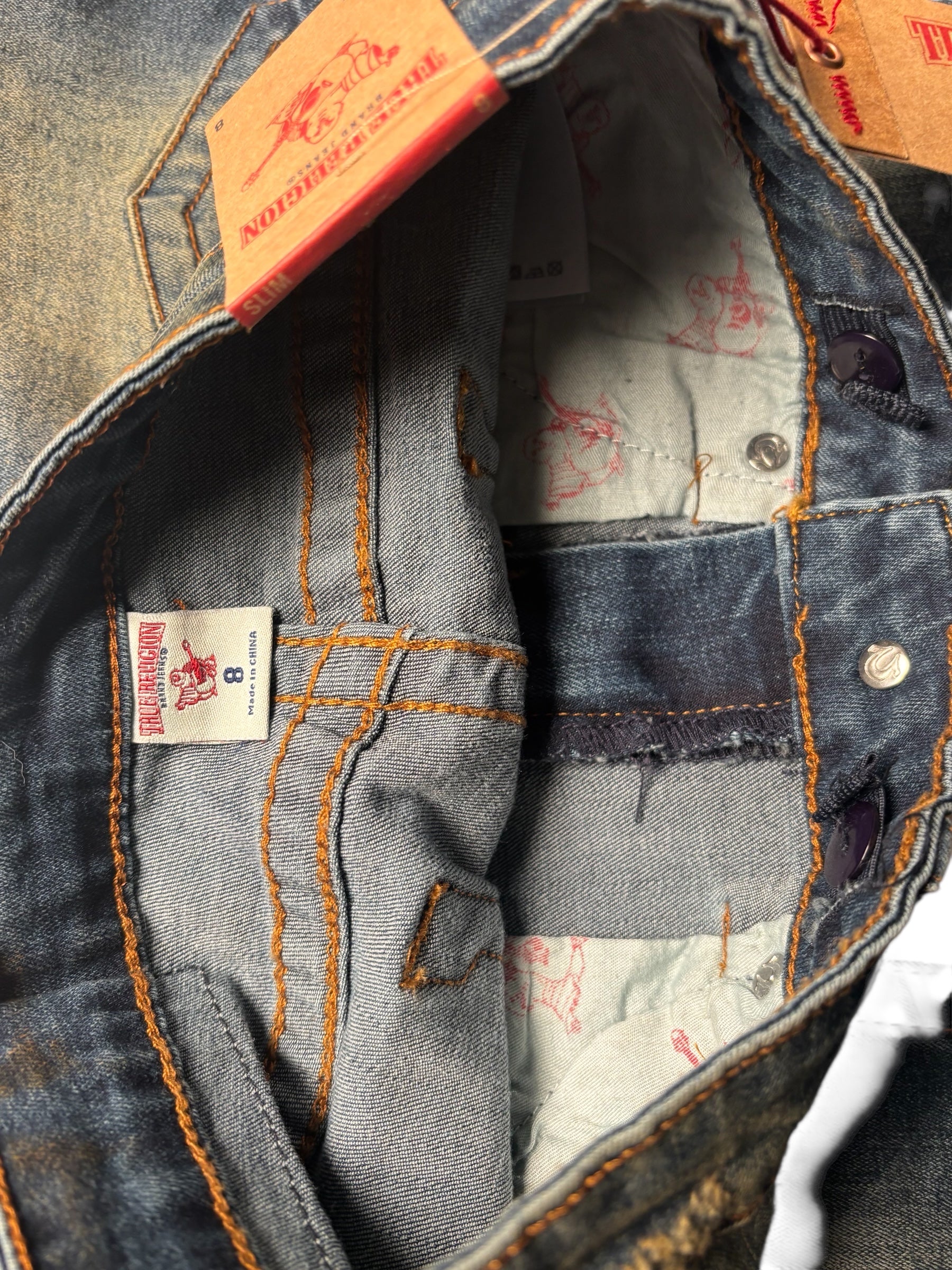 True Religion KIDS Distressed Skinny Jeans Blue Stretch Denim Ripped KDS10