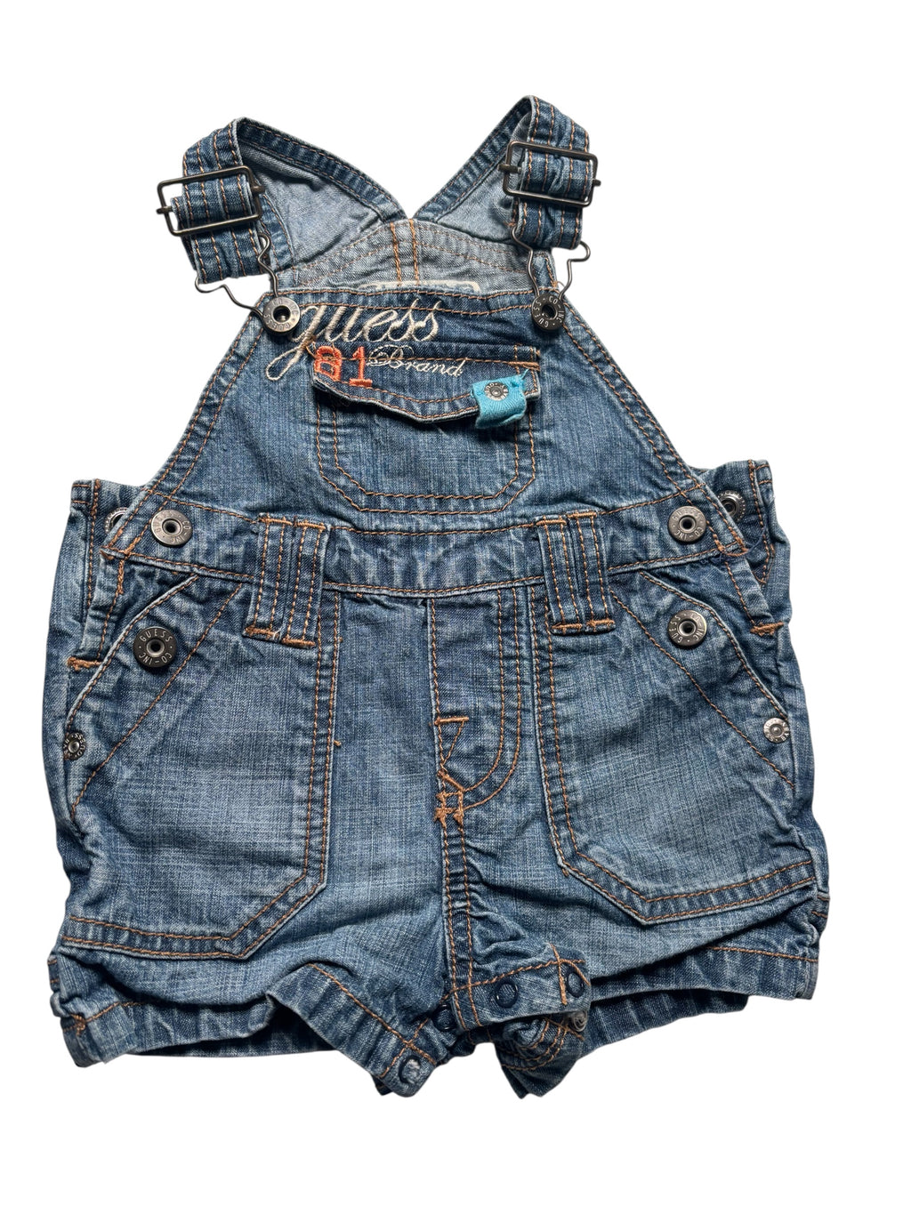 Guess Baby Denim Shortalls Overalls Blue Jean Romper Toddler KDS13