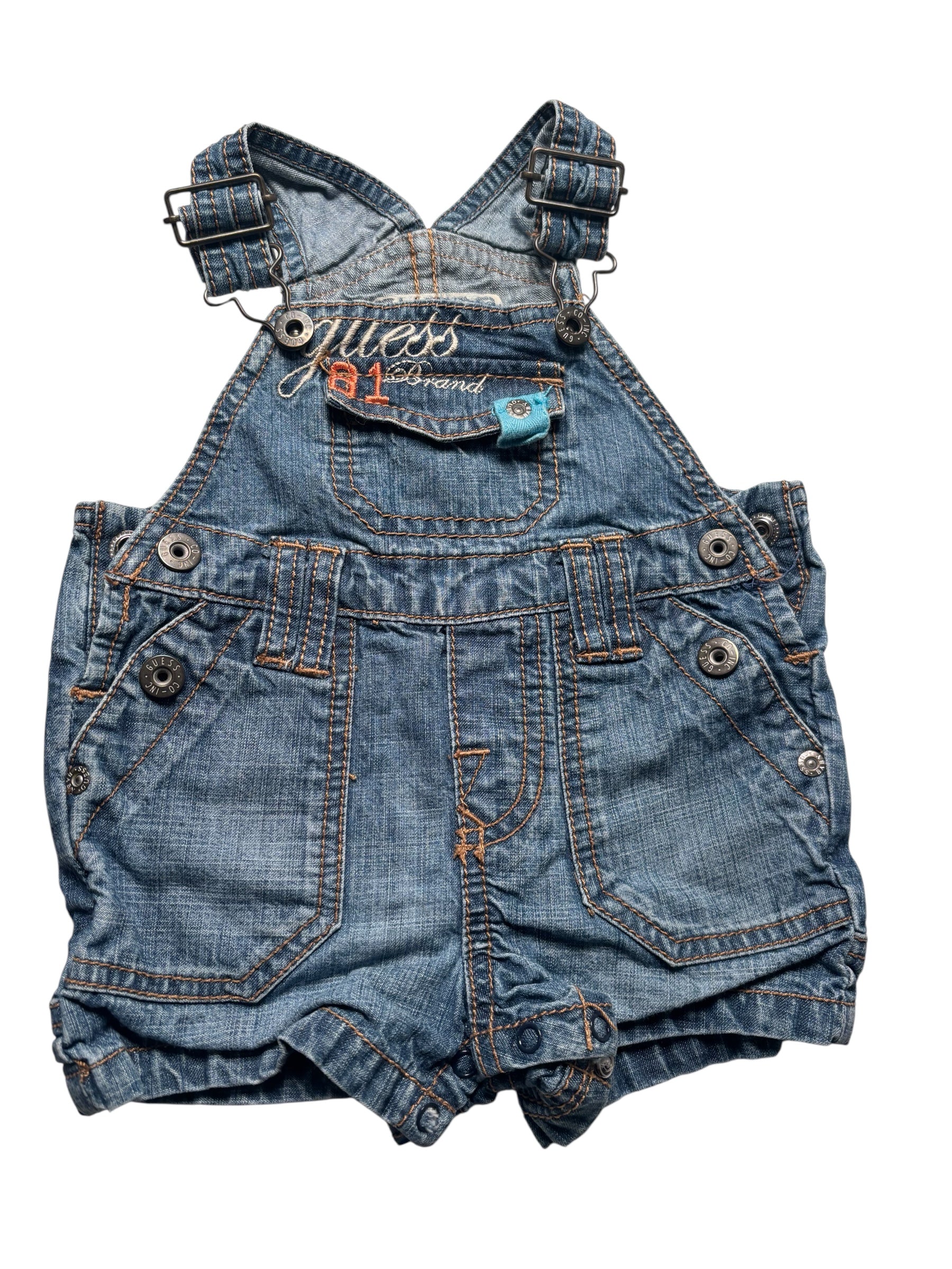 Guess Baby Denim Shortalls Overalls Blue Jean Romper Toddler KDS13