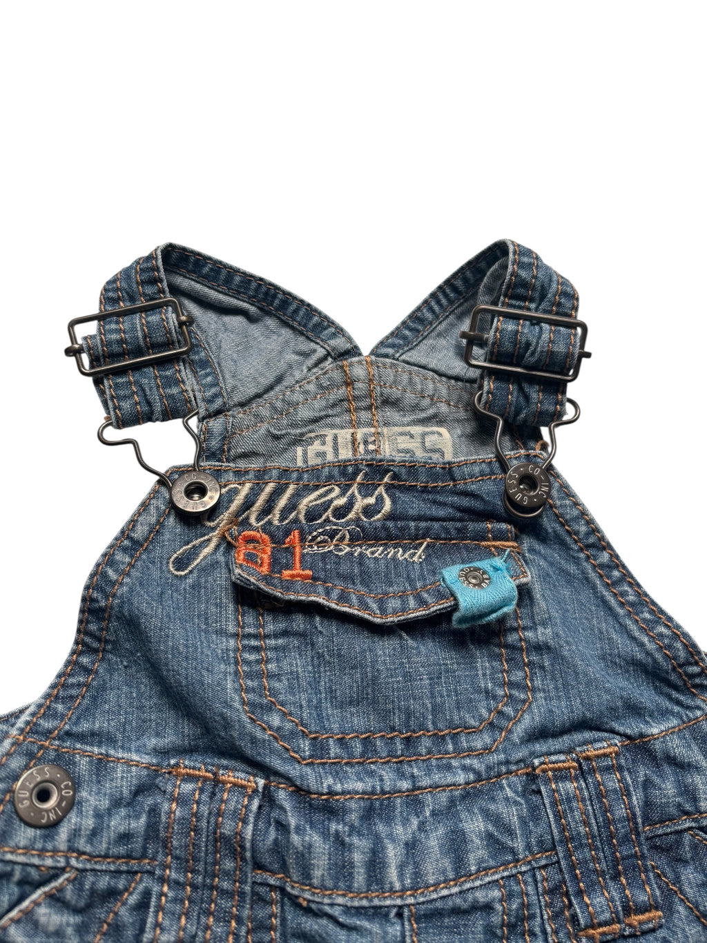 Guess Baby Denim Shortalls Overalls Blue Jean Romper Toddler KDS13