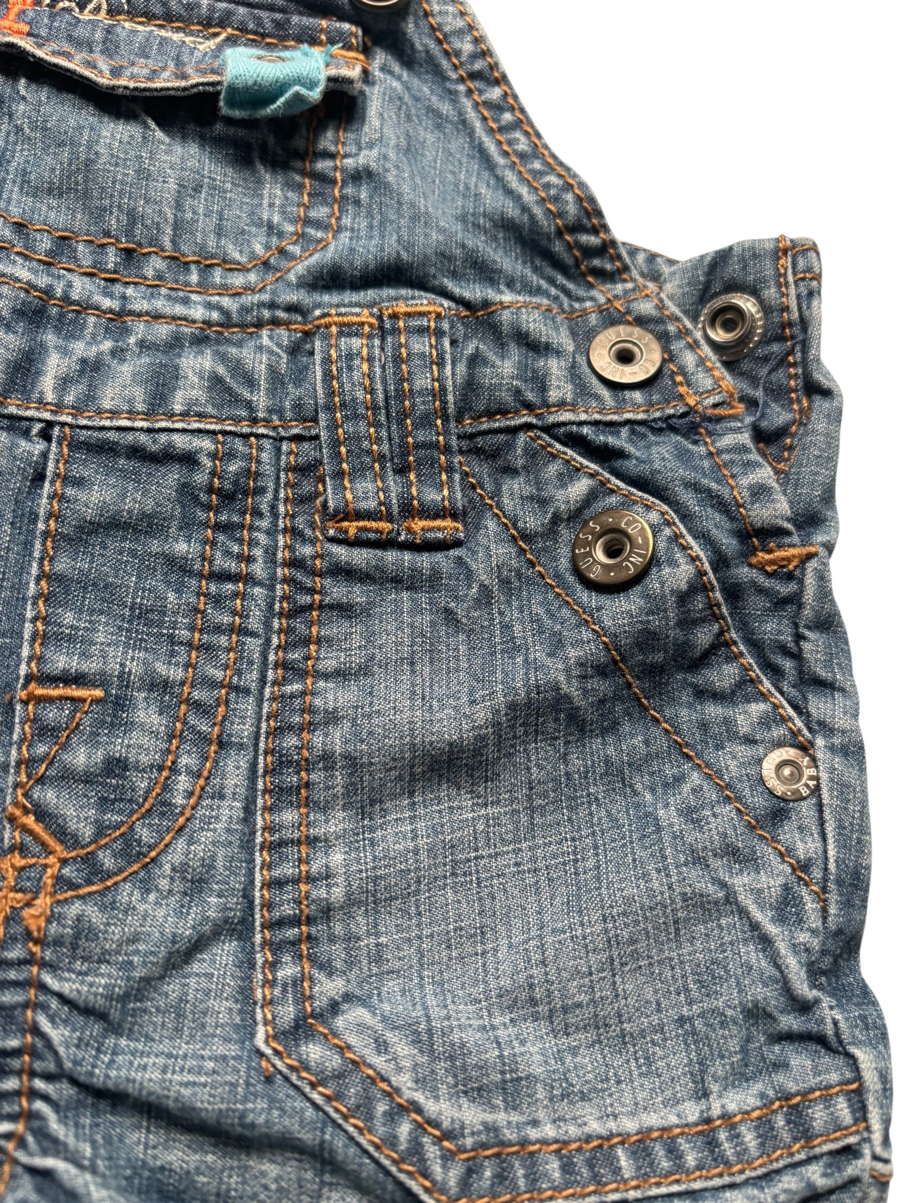 Guess Baby Denim Shortalls Overalls Blue Jean Romper Toddler KDS13