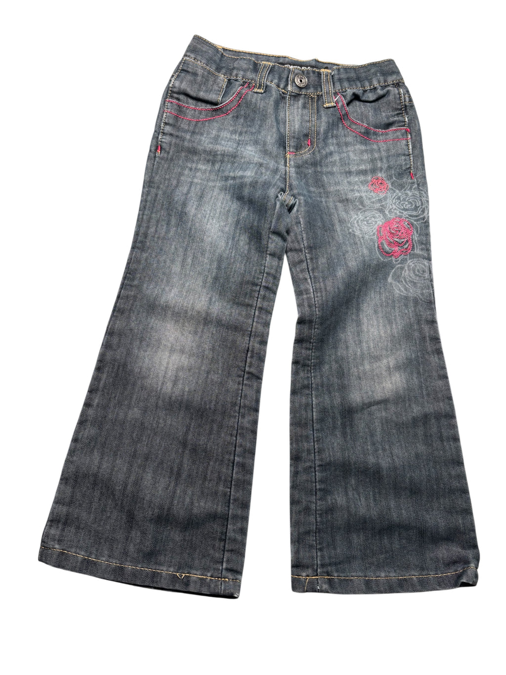 DKNY Women’s Jeans Size 4 Dark Wash Denim Pink Stitch Straight KDS19