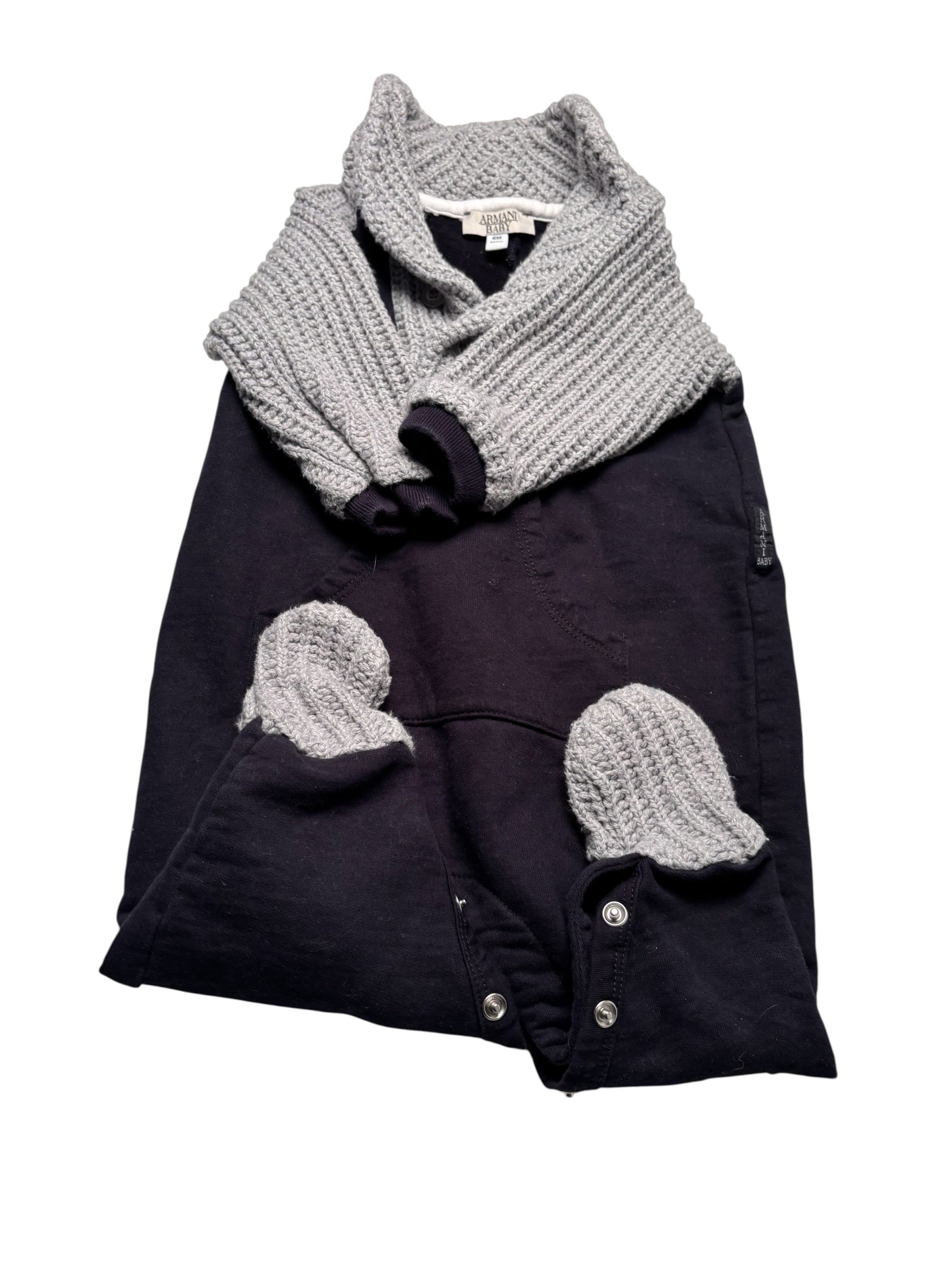 Armani Baby Footed Romper / Coverall – Navy & Gray KDS20