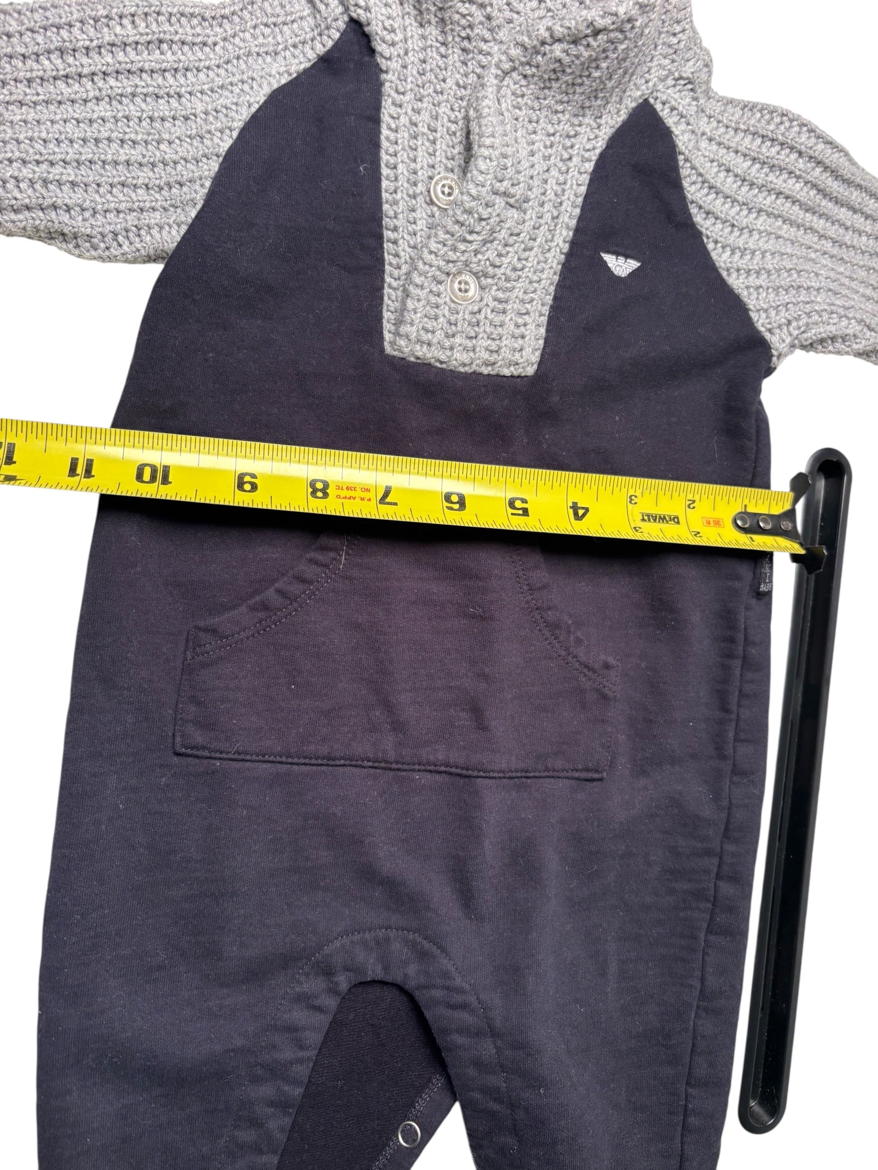 Armani Baby Footed Romper / Coverall – Navy & Gray KDS20