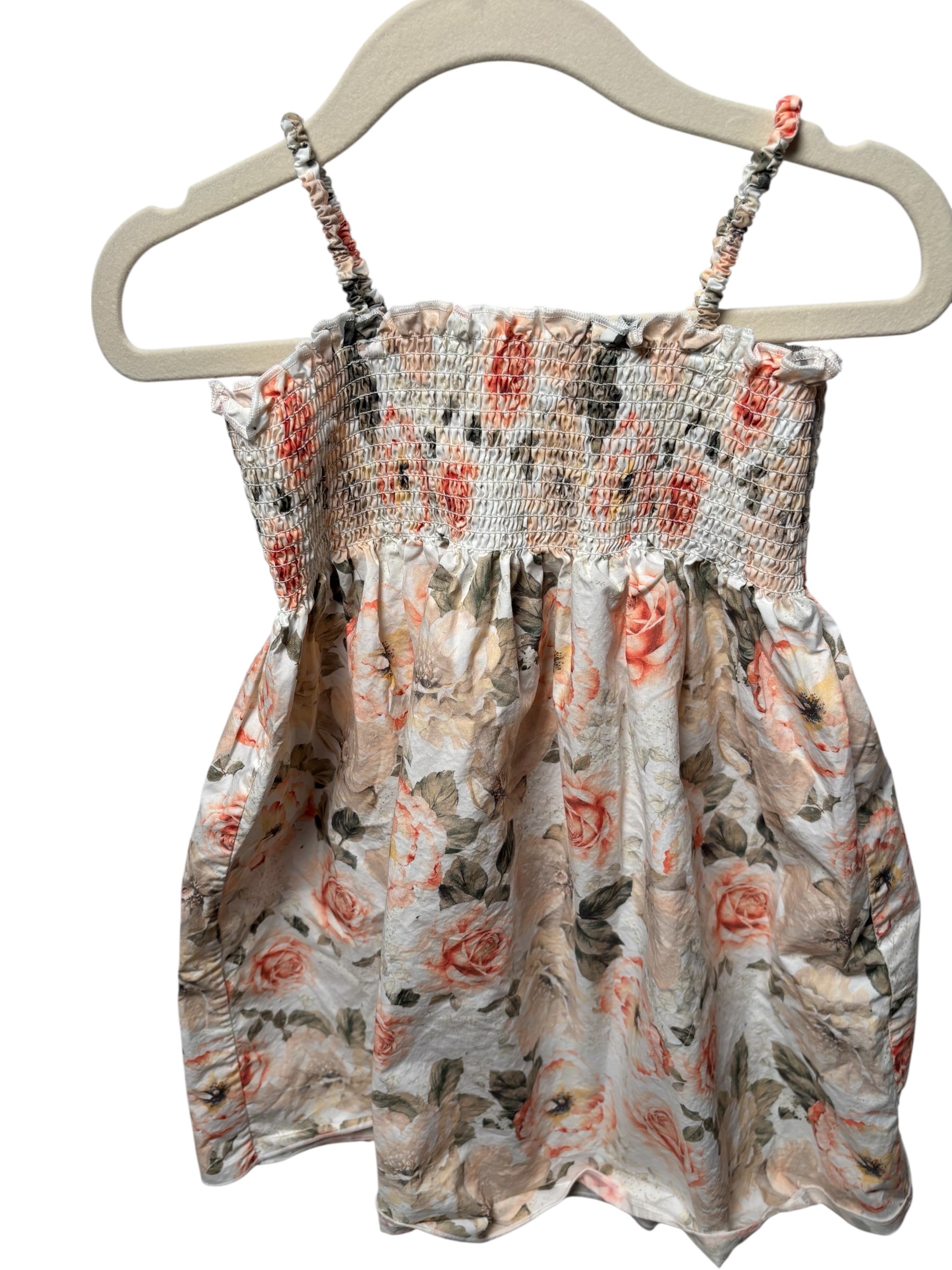 Alice + Olivia BABY/KIDS Floral Smocked Dress Spaghetti Strap MidiSundress KDS21