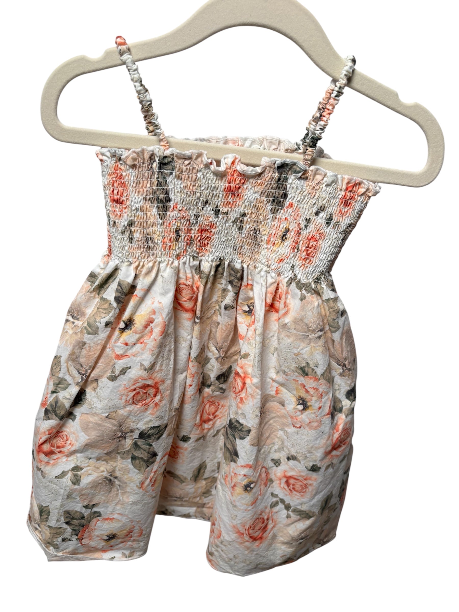 Alice + Olivia BABY/KIDS Floral Smocked Dress Spaghetti Strap MidiSundress KDS21