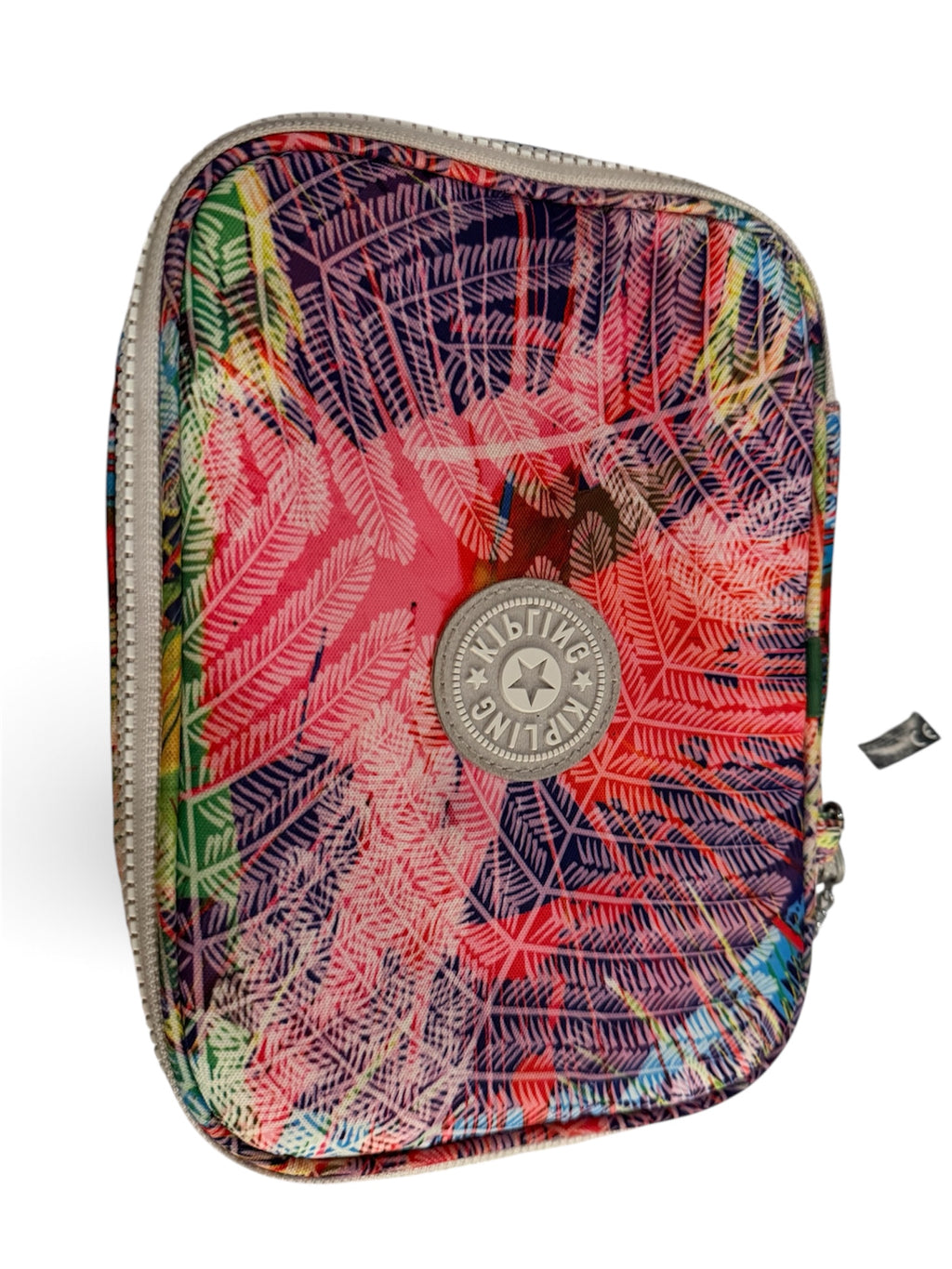 Kipling Tropical Palm Print Zip Travel Organizer Cosmetic Tech Pouch Nylon Color