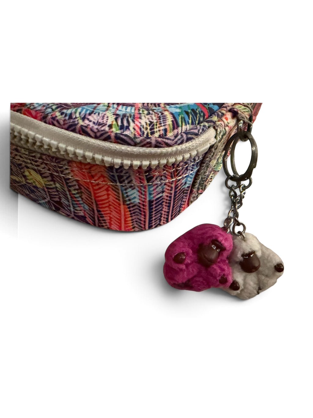 Kipling Tropical Palm Print Zip Travel Organizer Cosmetic Tech Pouch Nylon Color