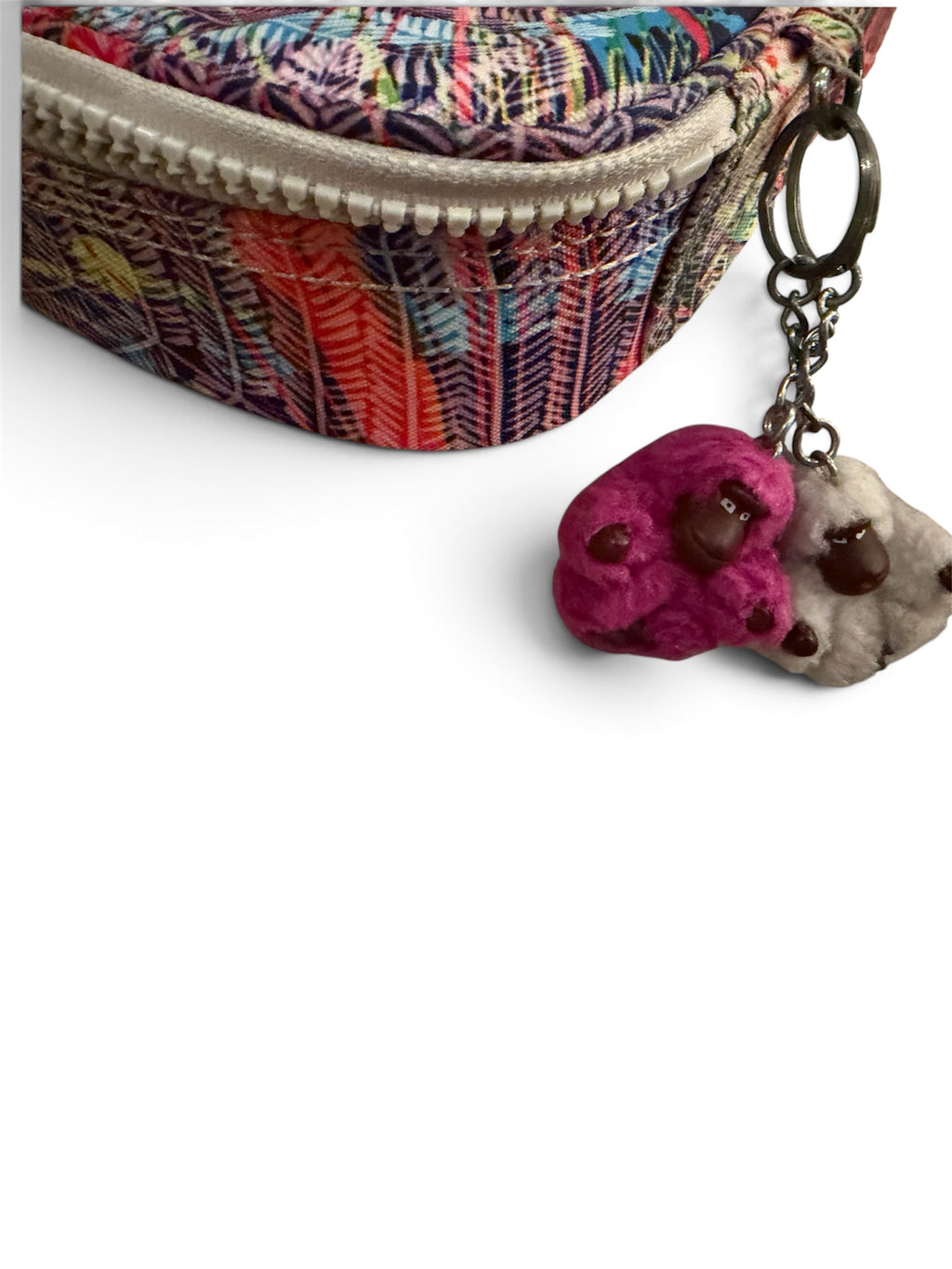 Kipling Tropical Palm Print Zip Travel Organizer Cosmetic Tech Pouch Nylon Color
