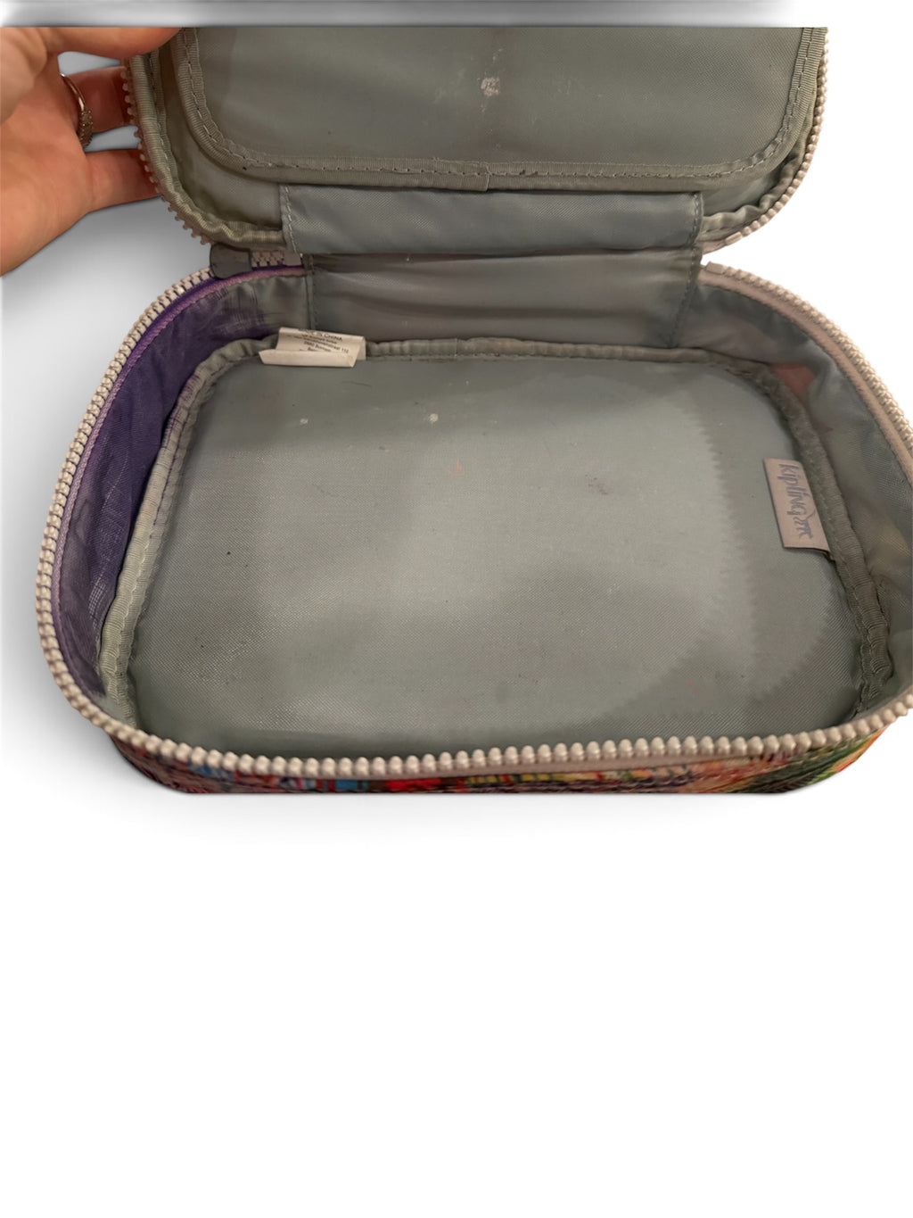 Kipling Tropical Palm Print Zip Travel Organizer Cosmetic Tech Pouch Nylon Color