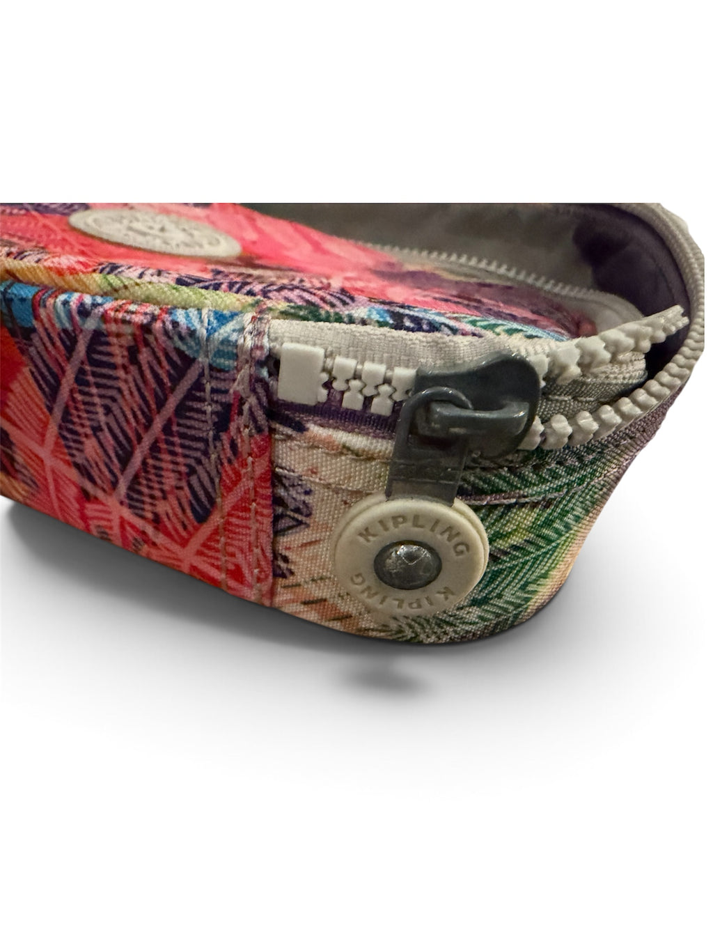 Kipling Tropical Palm Print Zip Travel Organizer Cosmetic Tech Pouch Nylon Color