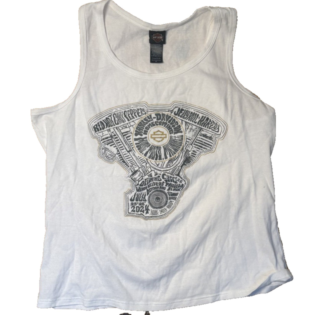Harley Davidson White Graphic Tank Top Women’s Sleeveless Motorcycle Shirt TS08
