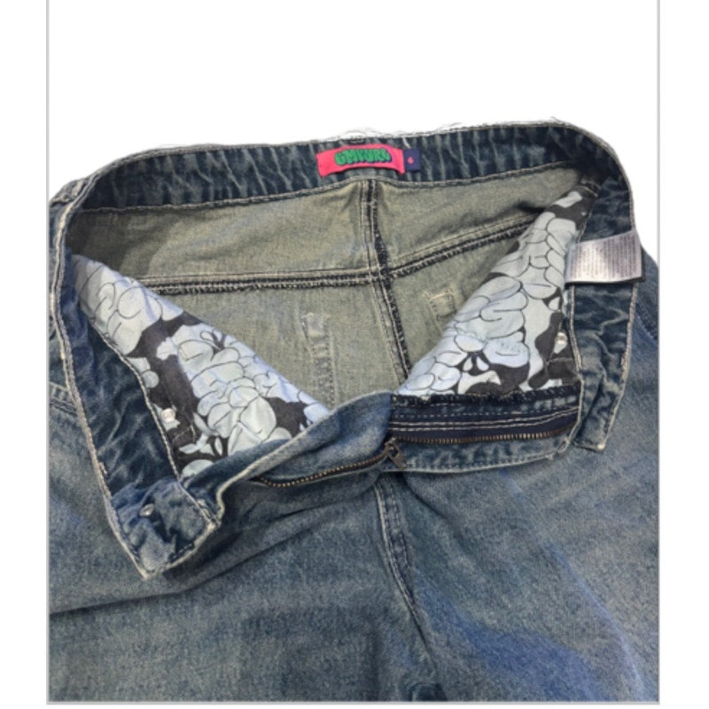 Y2K Gyuru Baggy Wide Leg Jeans Womens 6 Skater Streetwear Denim