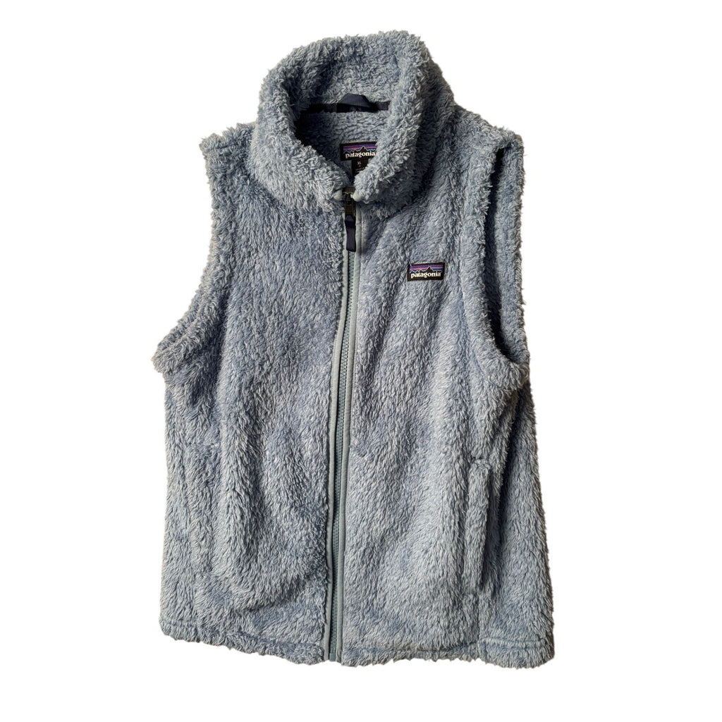 Patagonia Girls Los Gatos / fuzzy fleece full zip vest in light blue, size XL (1