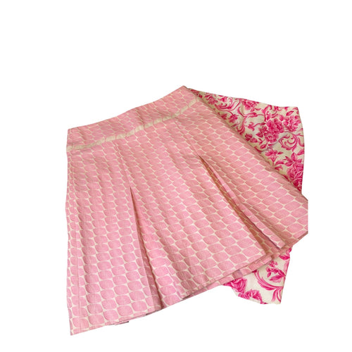 2 Skirt Bundle Pink Floral Geometric Pleated A-Line Skirts