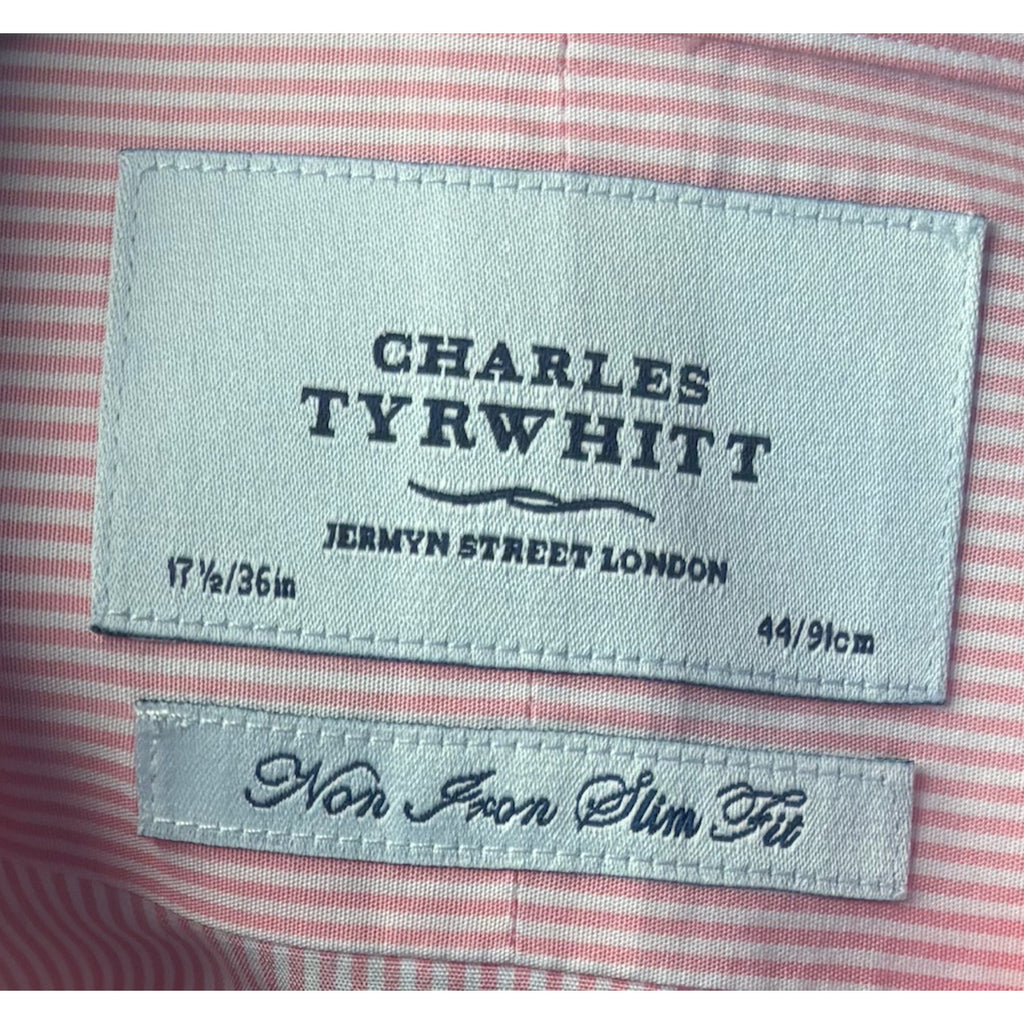 Charles Tyrwhitt Pink Striped Shirt Button Up Long Sleeve