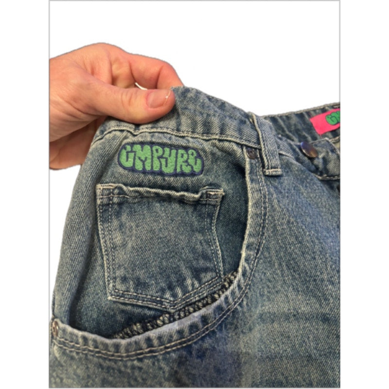 Y2K Gyuru Baggy Wide Leg Jeans Womens 6 Skater Streetwear Denim