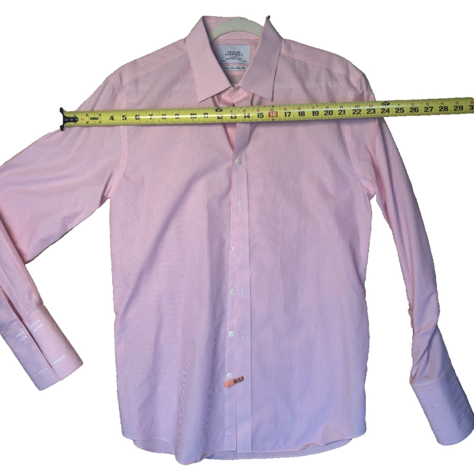 Charles Tyrwhitt Pink Striped Shirt Button Up Long Sleeve