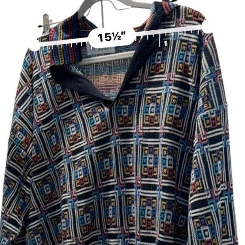 Mondo di Marco Vintage Womens Geometric Knit Polo Sweater