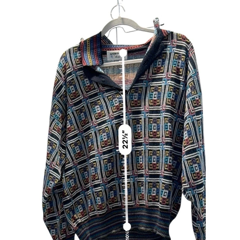 Mondo di Marco Vintage Womens Geometric Knit Polo Sweater