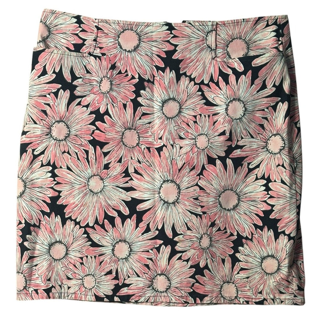 Talbots Women Abstract Print Skort Orange Yellow Wrap Style Mini Skirt 16 SKT03