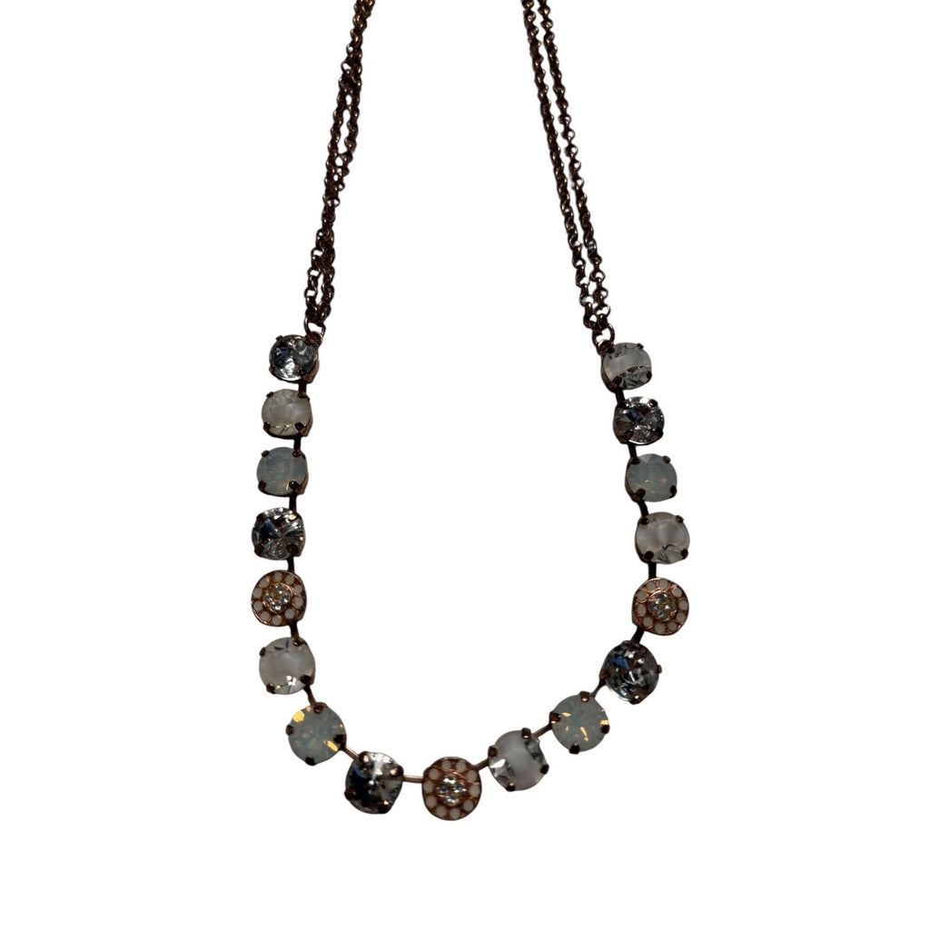 Gold Tone Crystal Necklace Frosted Glass Rhinestone Statement Necklace Women’s J