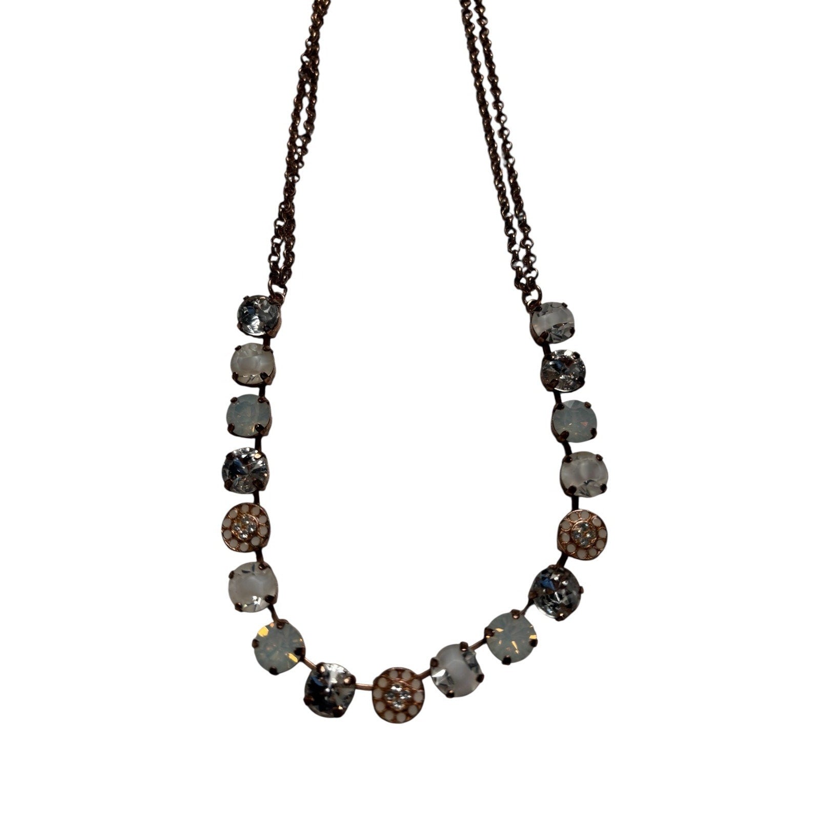 Gold Tone Crystal Necklace Frosted Glass Rhinestone Statement Necklace Women’s J