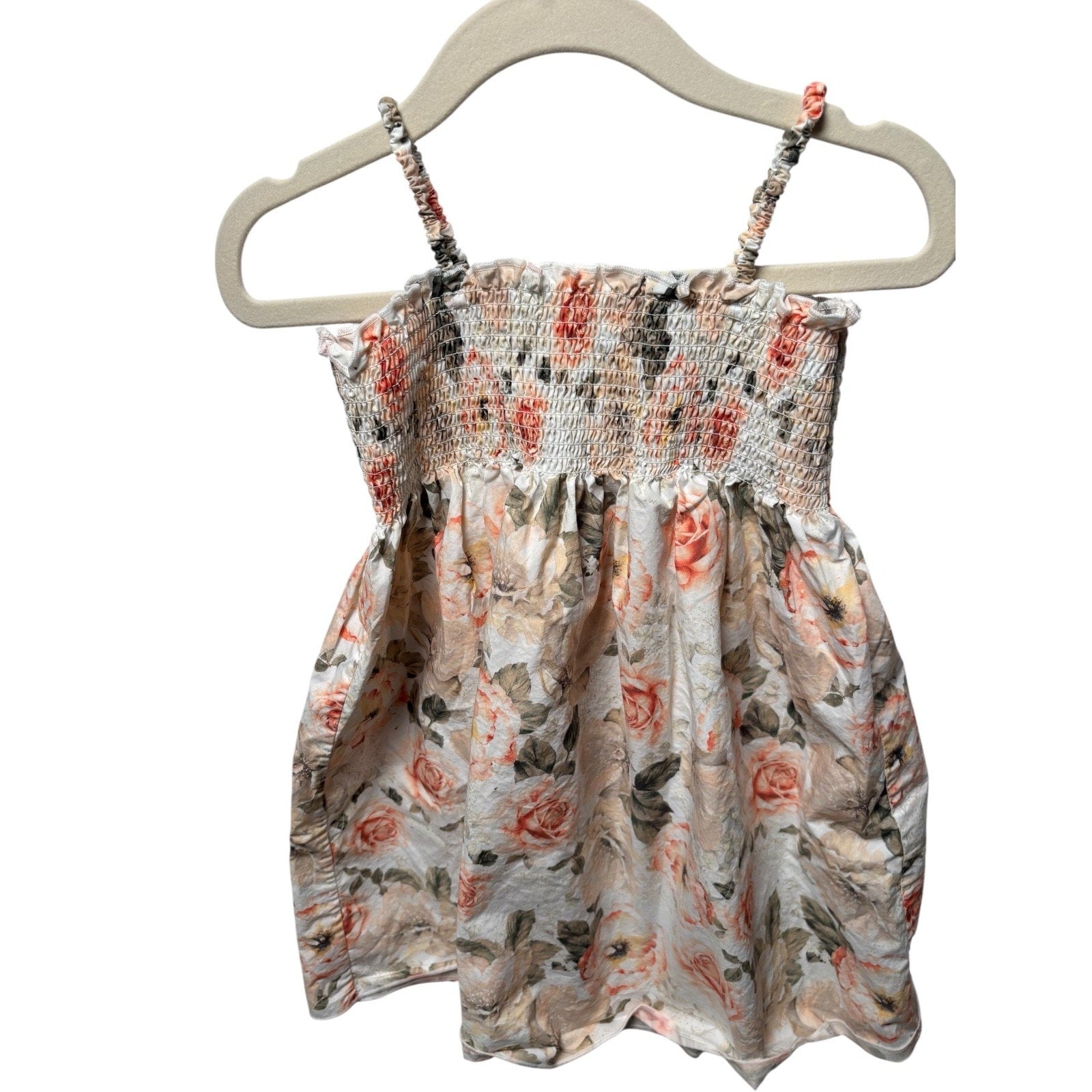 Alice + Olivia BABY/KIDS Floral Smocked Dress Spaghetti Strap MidiSundress KDS21