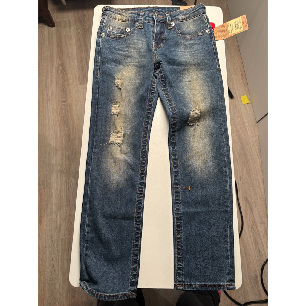 True Religion KIDS Distressed Skinny Jeans Blue Stretch Denim Ripped KDS10