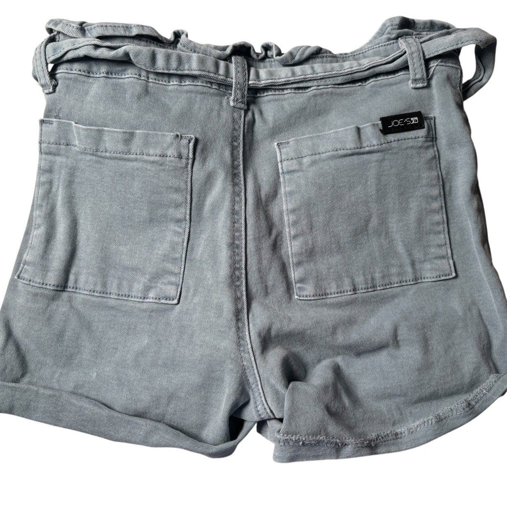 Joe’s Jeans KIDS Paperbag Waist Denim Shorts Tie Belt Blue Gray Rolled Hem KDS02