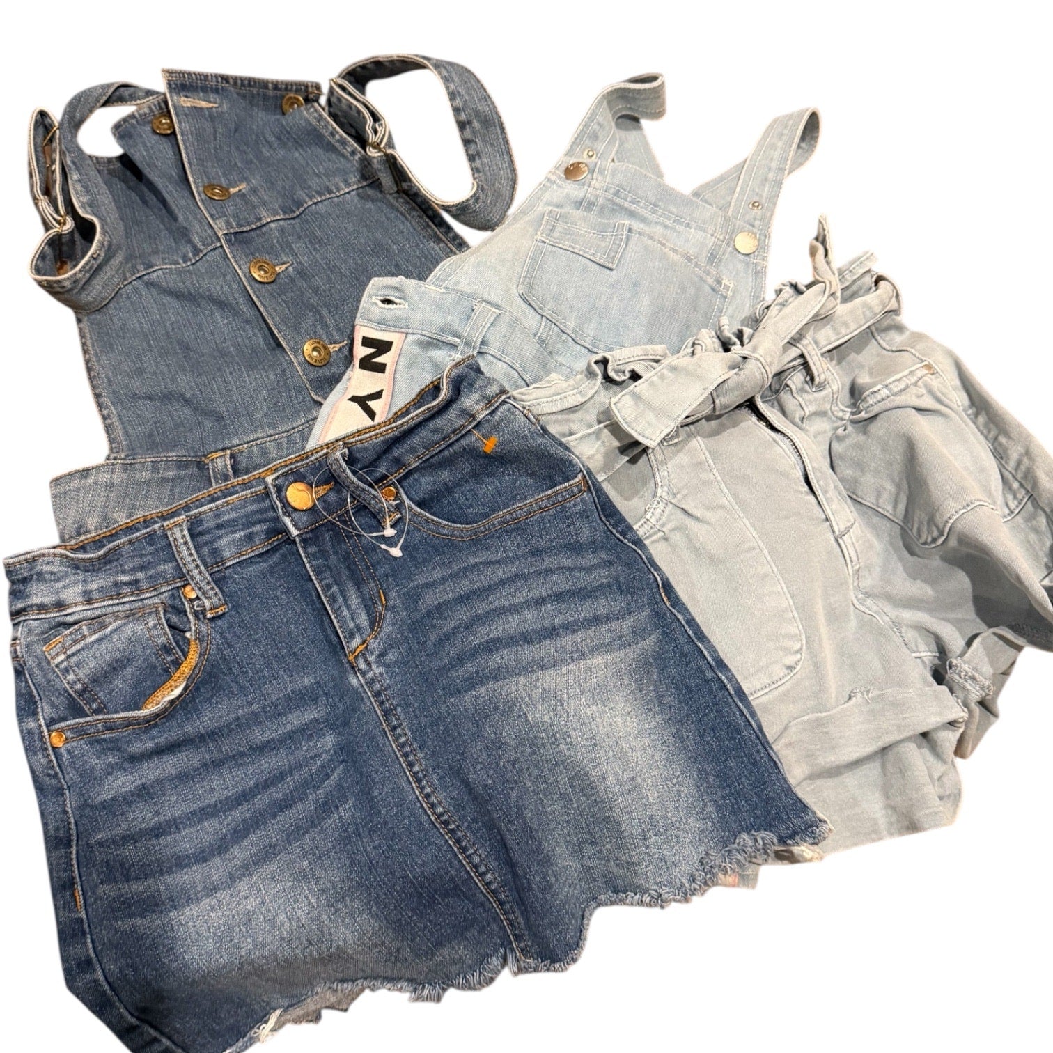 Kids Girls Denim Bundle 3 Brands Overalls Shorts 3 Piece Lot