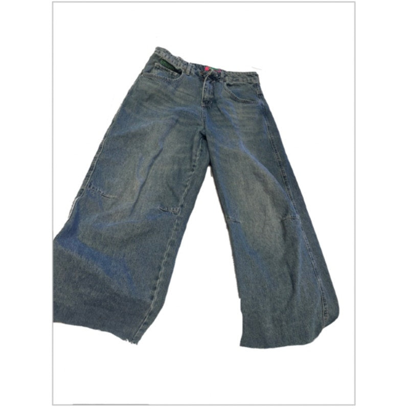 Y2K Gyuru Baggy Wide Leg Jeans Womens 6 Skater Streetwear Denim