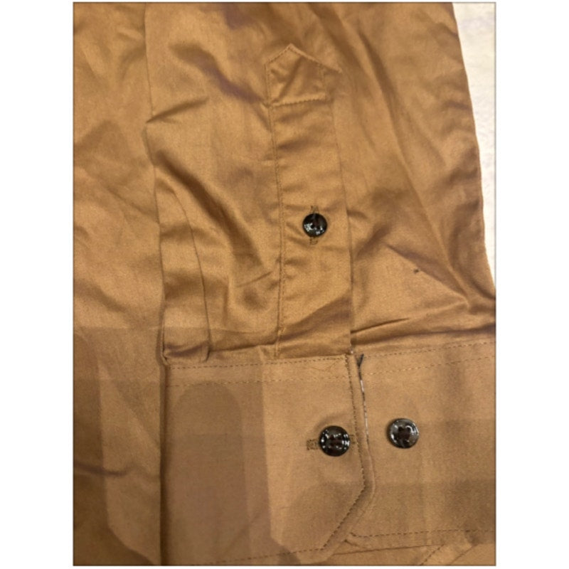 Denim & Flower Ricky Singh XL 44 Satin Button Up Shirt Brown Floral Trim NWT