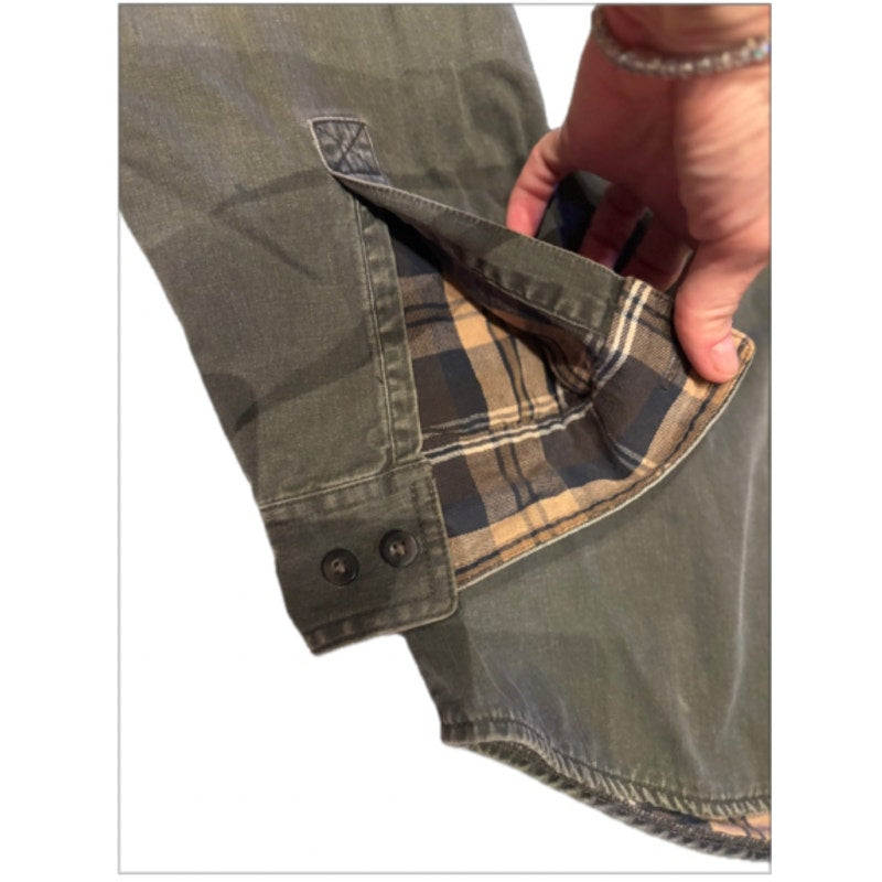 L.L.Bean Flannel Lined Canvas Shirt Mens Medium Tall Workwear Outdoor Jacket