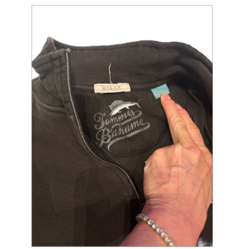 Tommy Bahama Relax Quarter Zip Pullover Mens XL Black Sweater Sweatshirt