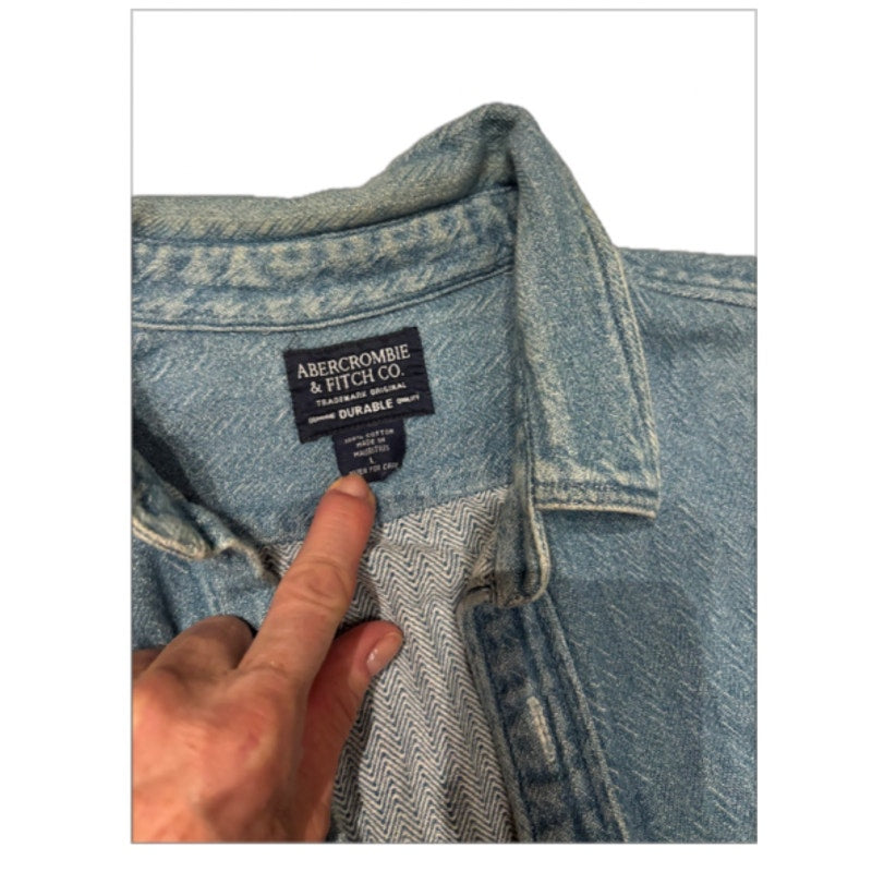 Abercrombie & Fitch Denim Button Up Shirt Mens XL Chambray Workwear Utility